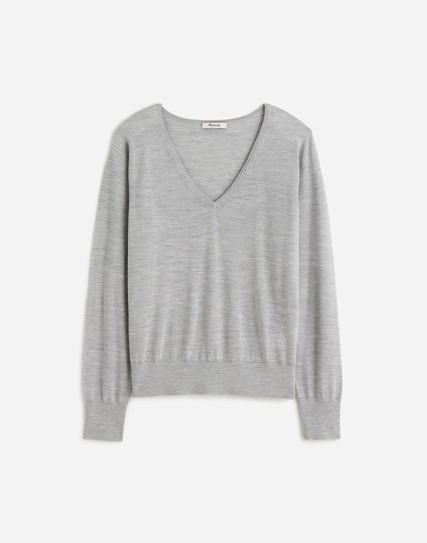 Merino Wool-Silk Blend V-Neck Sweater Product Image