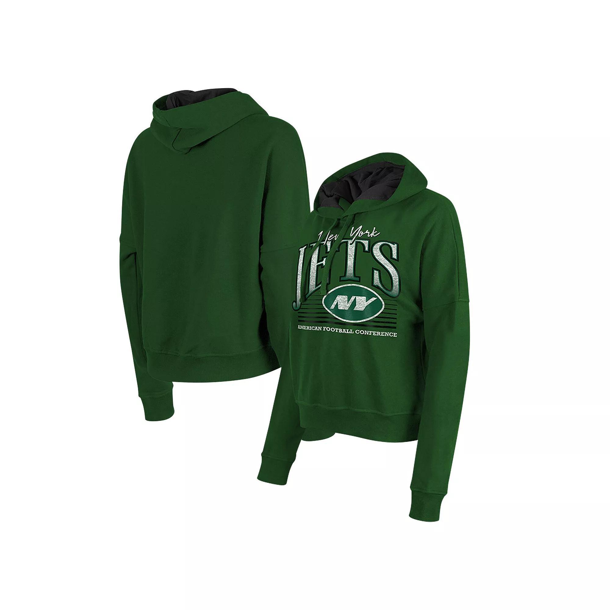 Women's New Era Heather Green New York Jets Boxy Pullover Hoodie, Size: XL Product Image