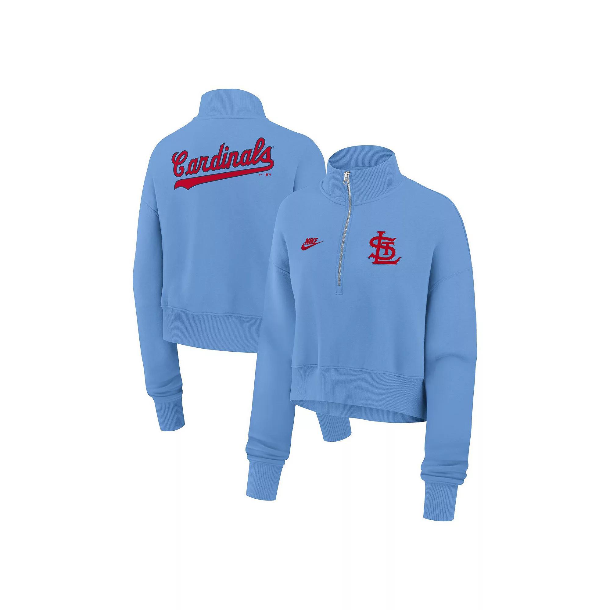 Women's Nike Light Blue St. Louis Cardinals Cooperstown Collection Phoenix Fleece Half-Zip Sweatshirt, Size: Large Product Image
