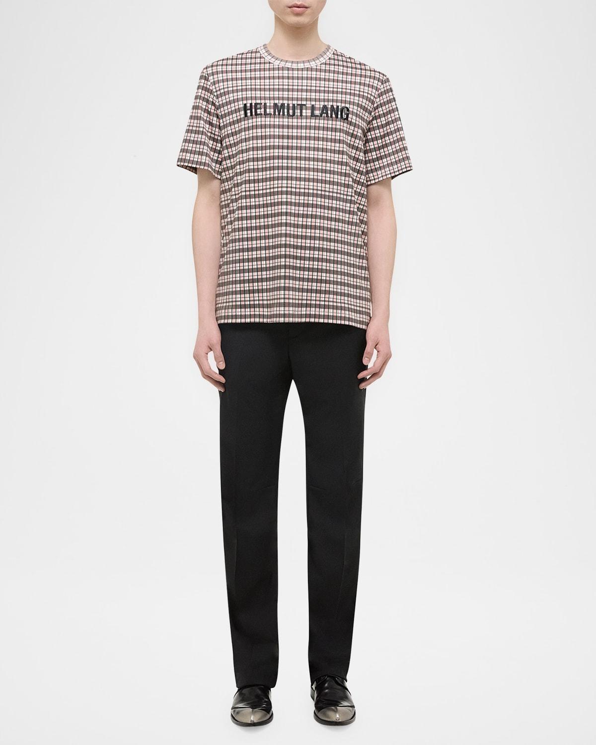 Mens Check T-Shirt with Embroidered Logo Product Image