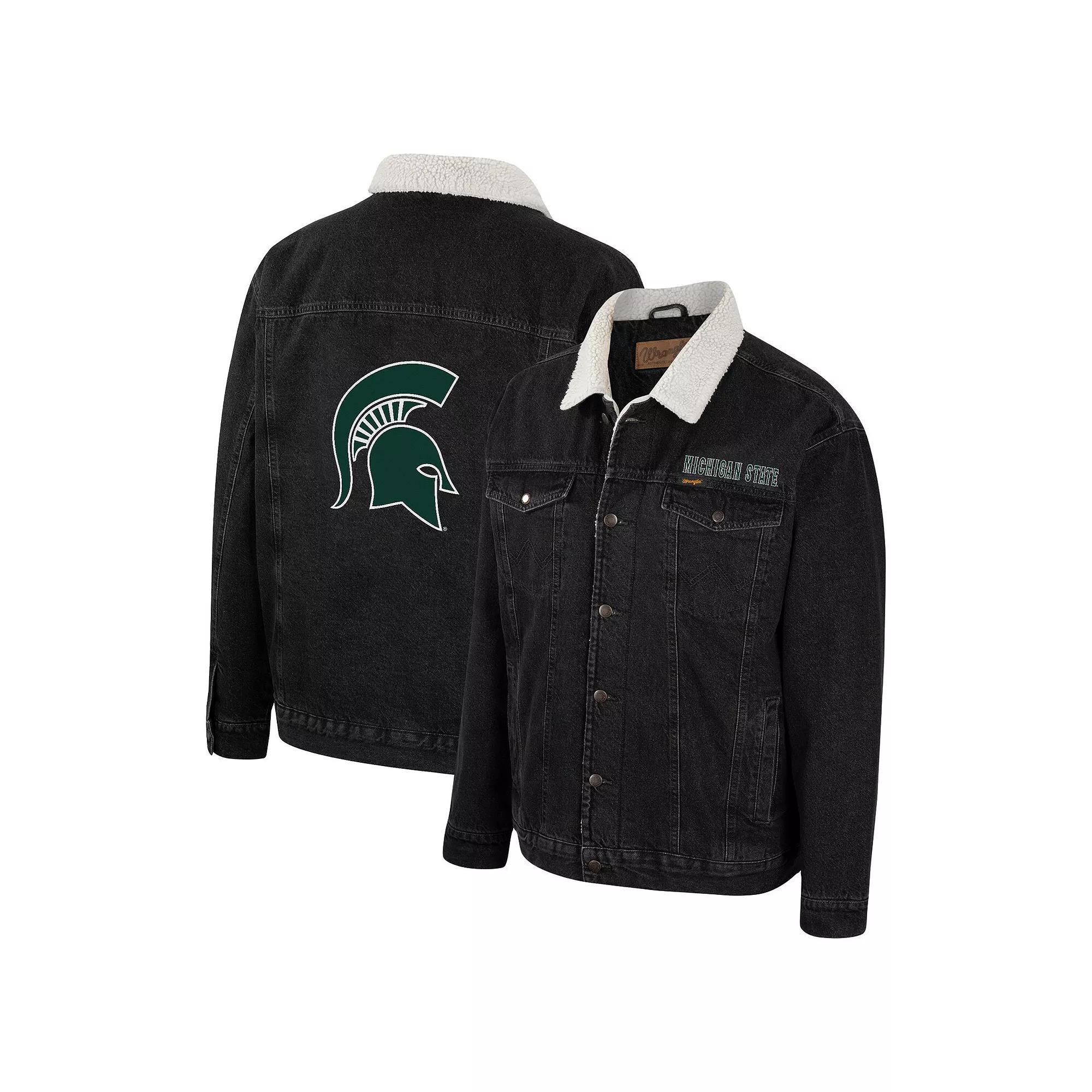Men's Colosseum x Wrangler Charcoal Michigan State Spartans Western Button-Up Denim Jacket, Size: Medium Product Image