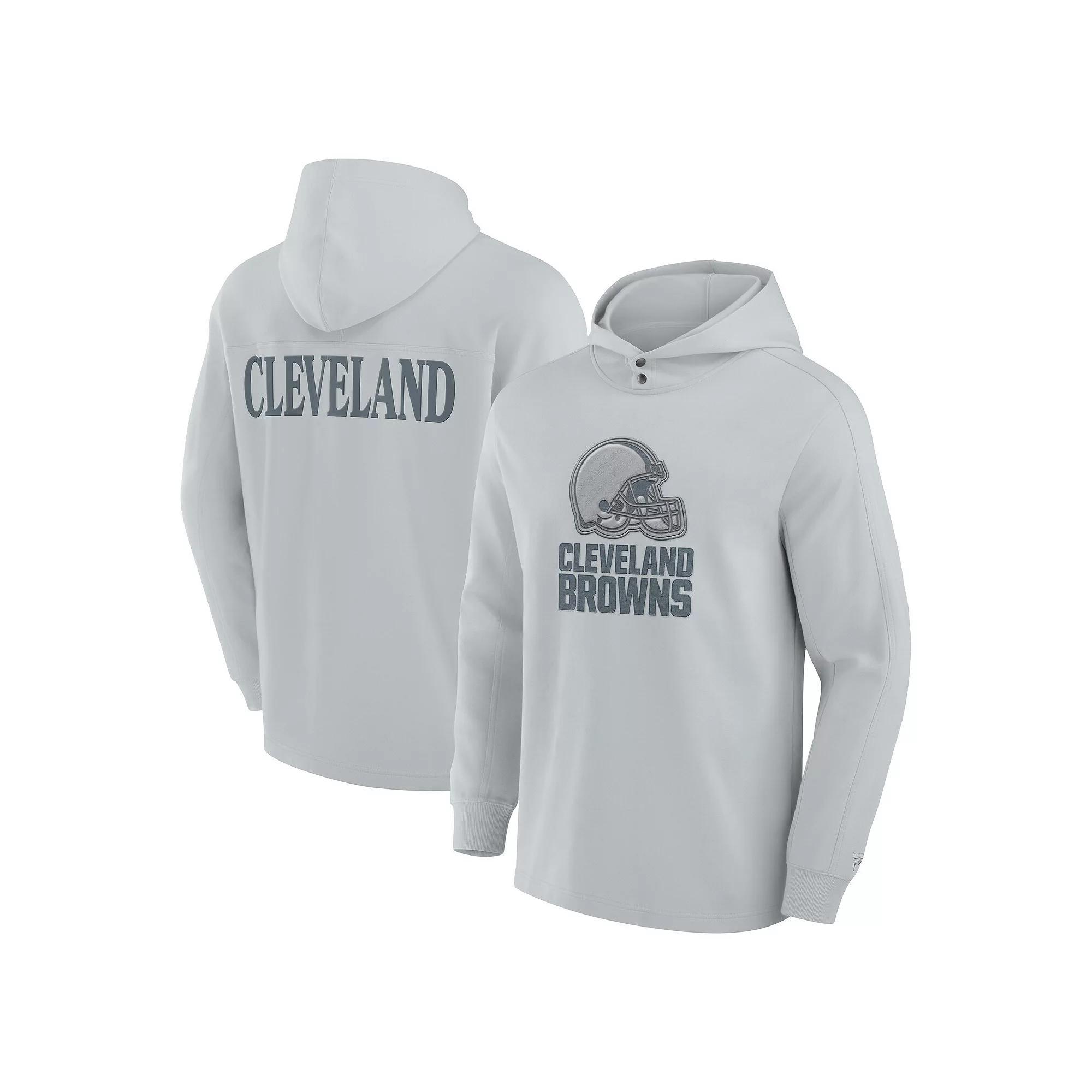 Men's Fanatics Gray Cleveland Browns Elements Blaze Tri-Blend Long Sleeve Hoodie T-Shirt, Size: XL, Grey Product Image