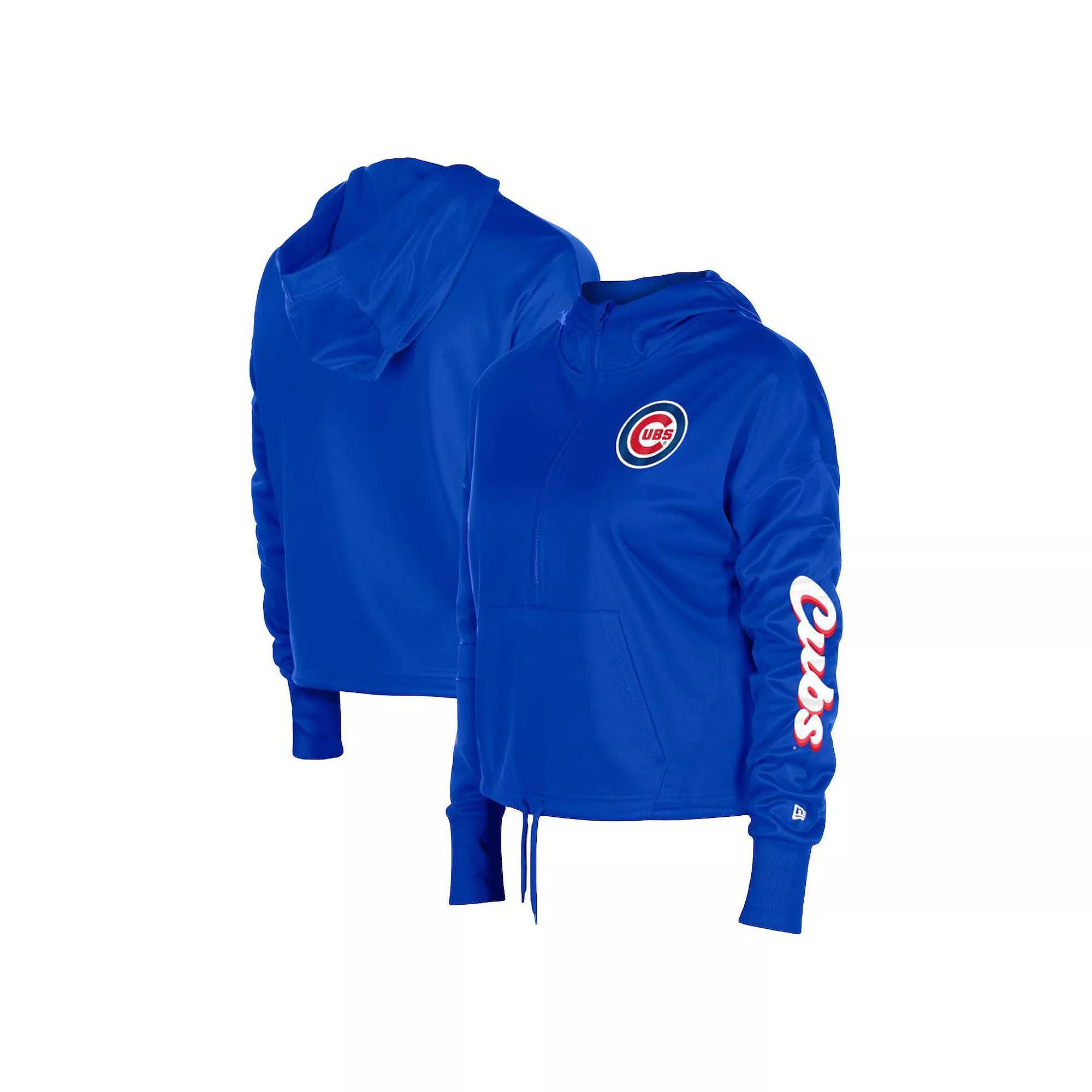 Women's New Era Royal Chicago Cubs Half-Zip Hoodie, Size: Small, Blue Product Image