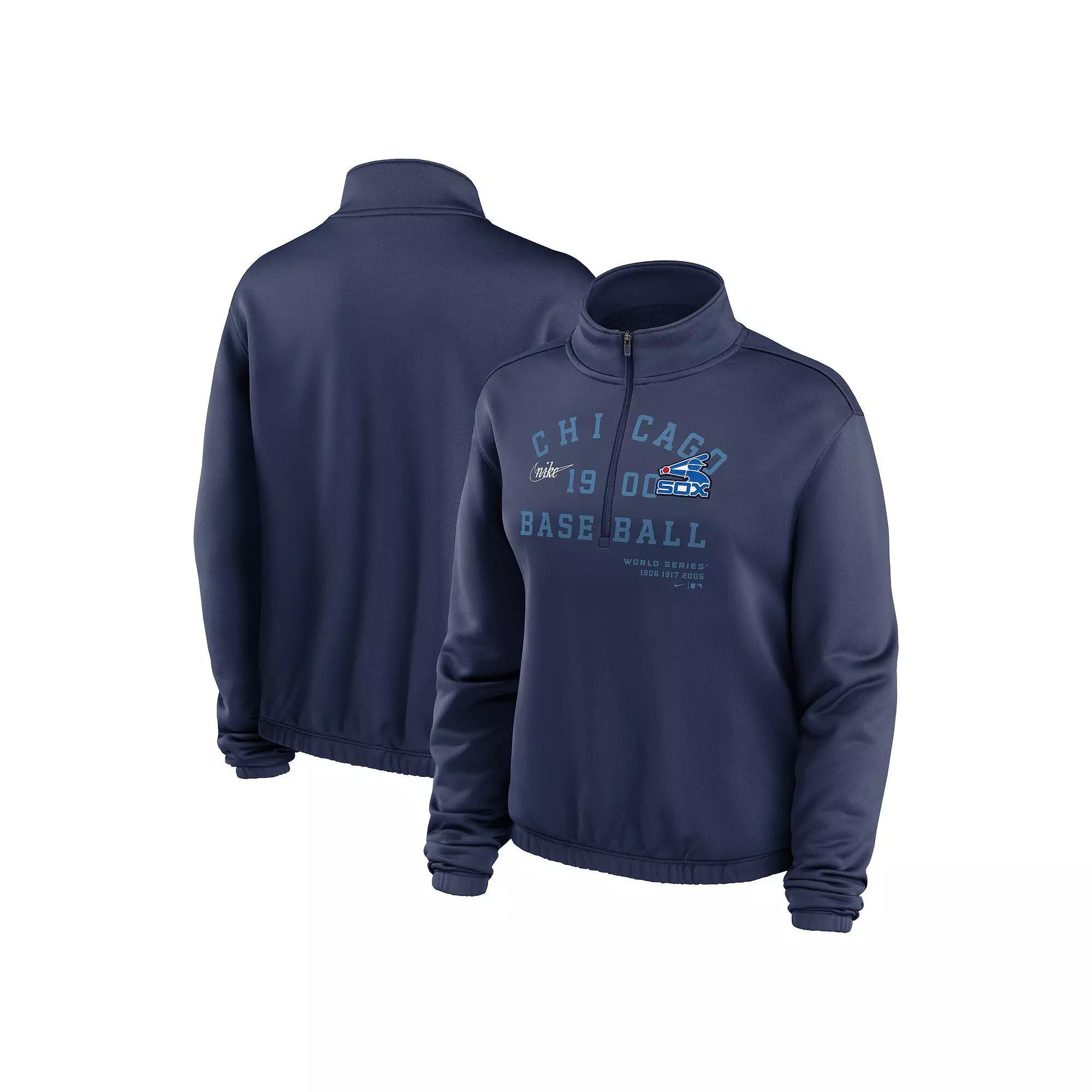 Women's Nike Navy San Diego Padres Rewind Splice Half-Zip Sweatshirt, Size: Small, Blue Product Image