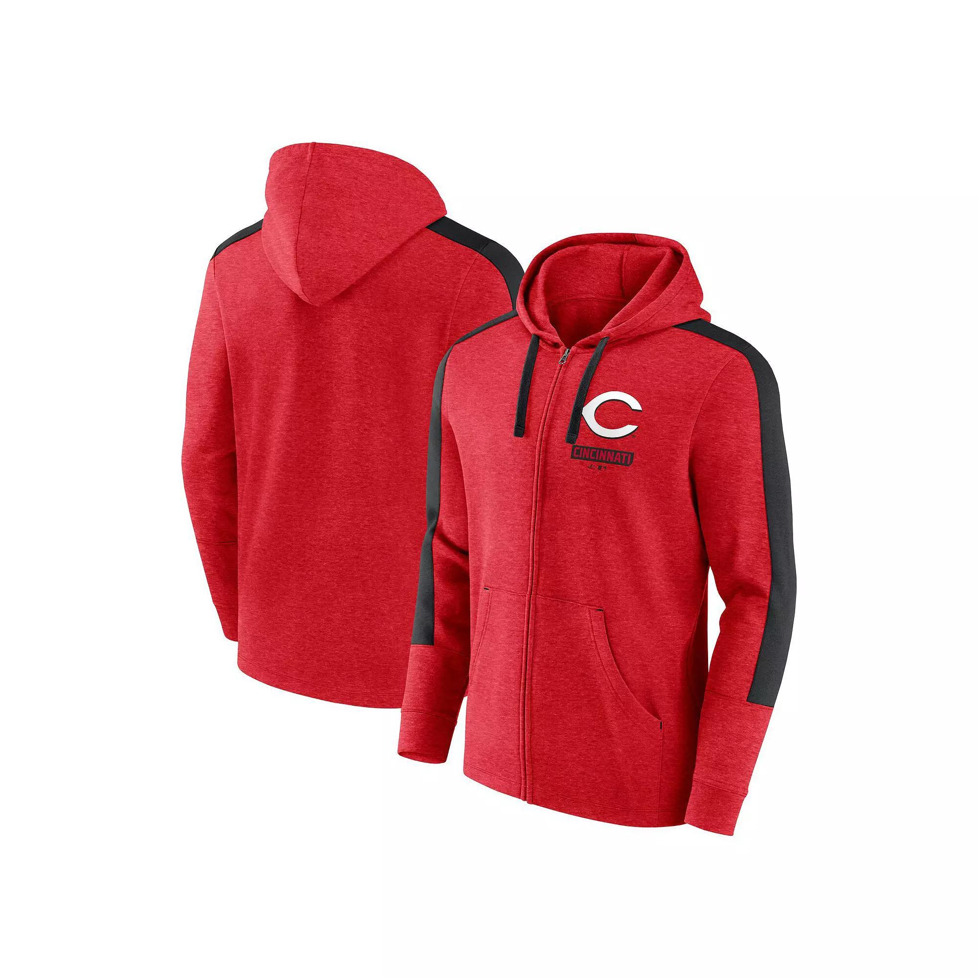 Men's Fanatics Heather Red Cincinnati Reds Gains Fleece Full-Zip Hoodie, Size: Medium, Red Red Product Image