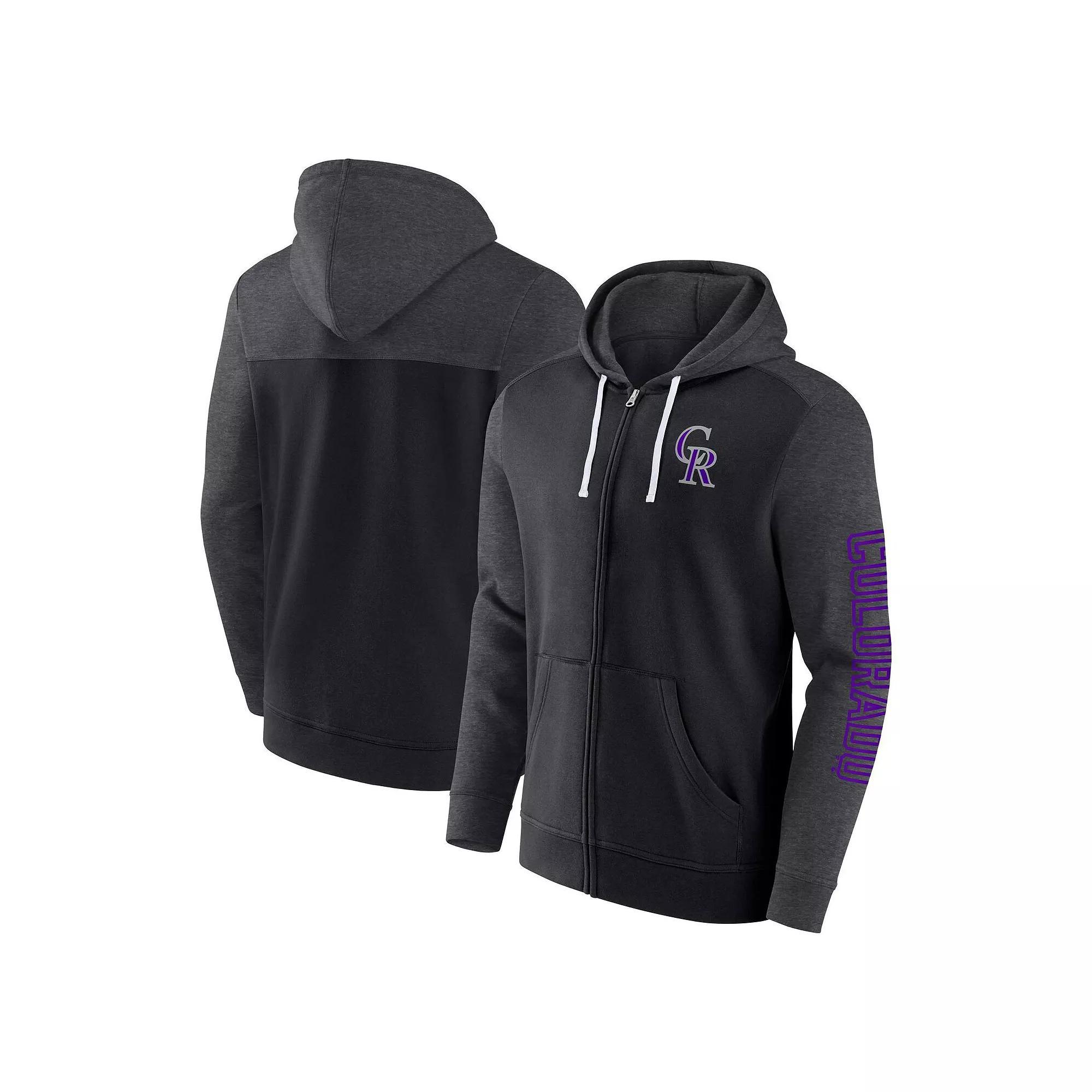 Men's Fanatics Branded Black Colorado Rockies Offensive Line Up Full-Zip Hoodie, Size: Small Product Image