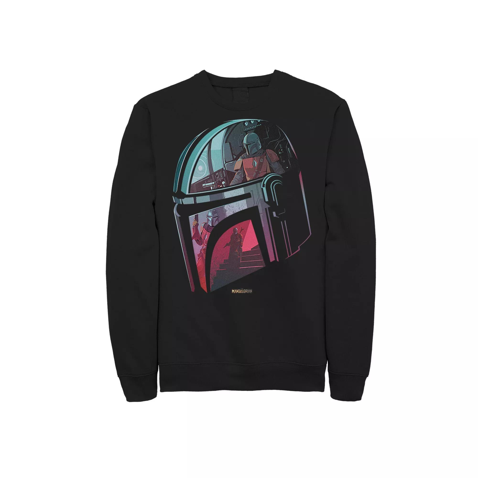 Men's The Mandalorian Helmet Reflection Sweatshirt, Size: 3XL, Black Product Image