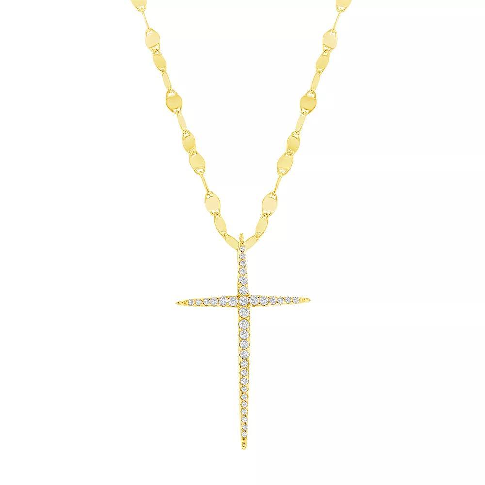 Argento Bella Sterling Silver Cubic Zirconia Cross Mirror Chain Necklace, Women's, Size: 16", Gold Tone Product Image