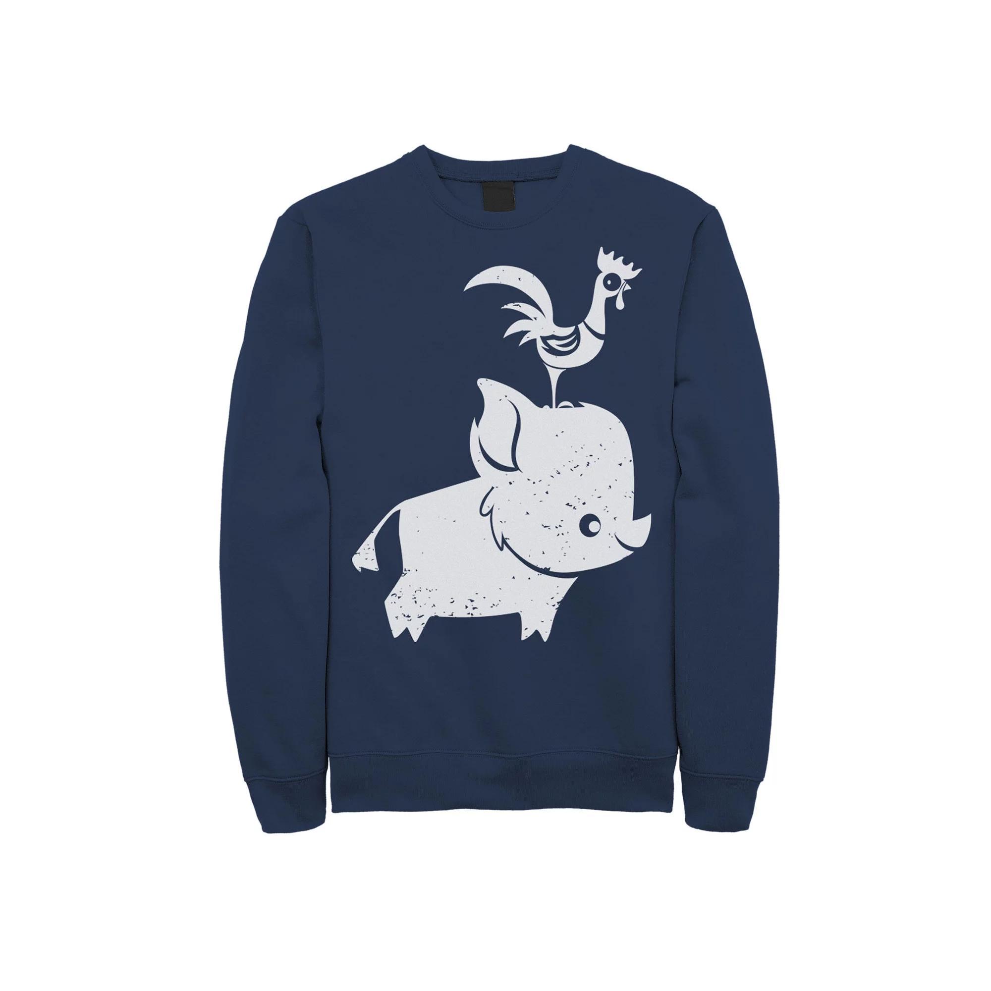 Disneys Moana Cute Pua And Heihei Mens Sweatshirt Blue Product Image