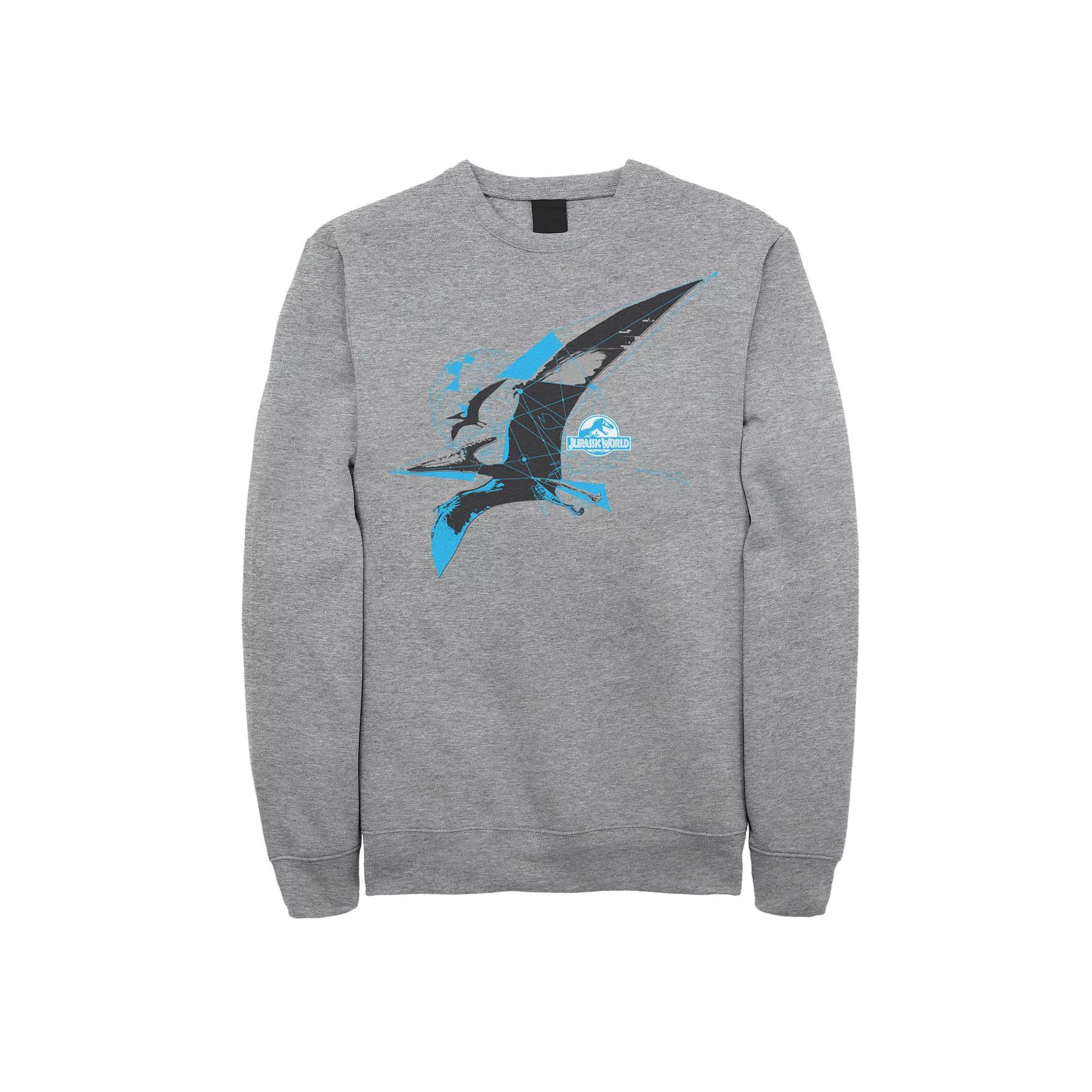 Men's Jurassic World Pterodactyl Geometric Poly Graphic Fleece Pullover, Size: XXL, Athletic Grey Product Image