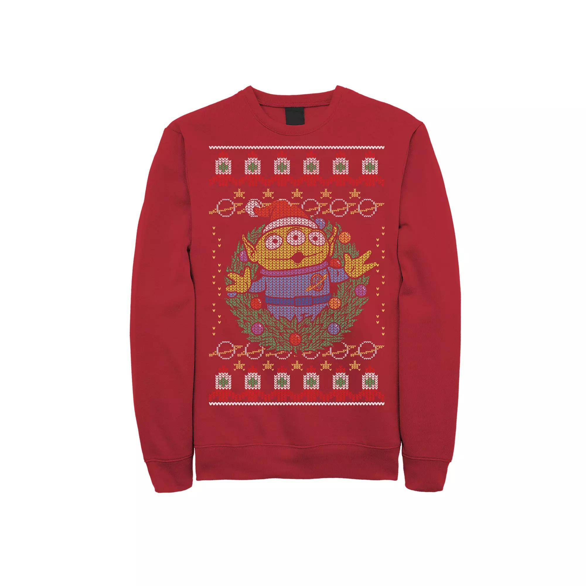 Disney / Pixar's Toy Story Alien Men's Greetings Ugly Christmas StyleSweatshirt, Size: 3XL, Red Product Image