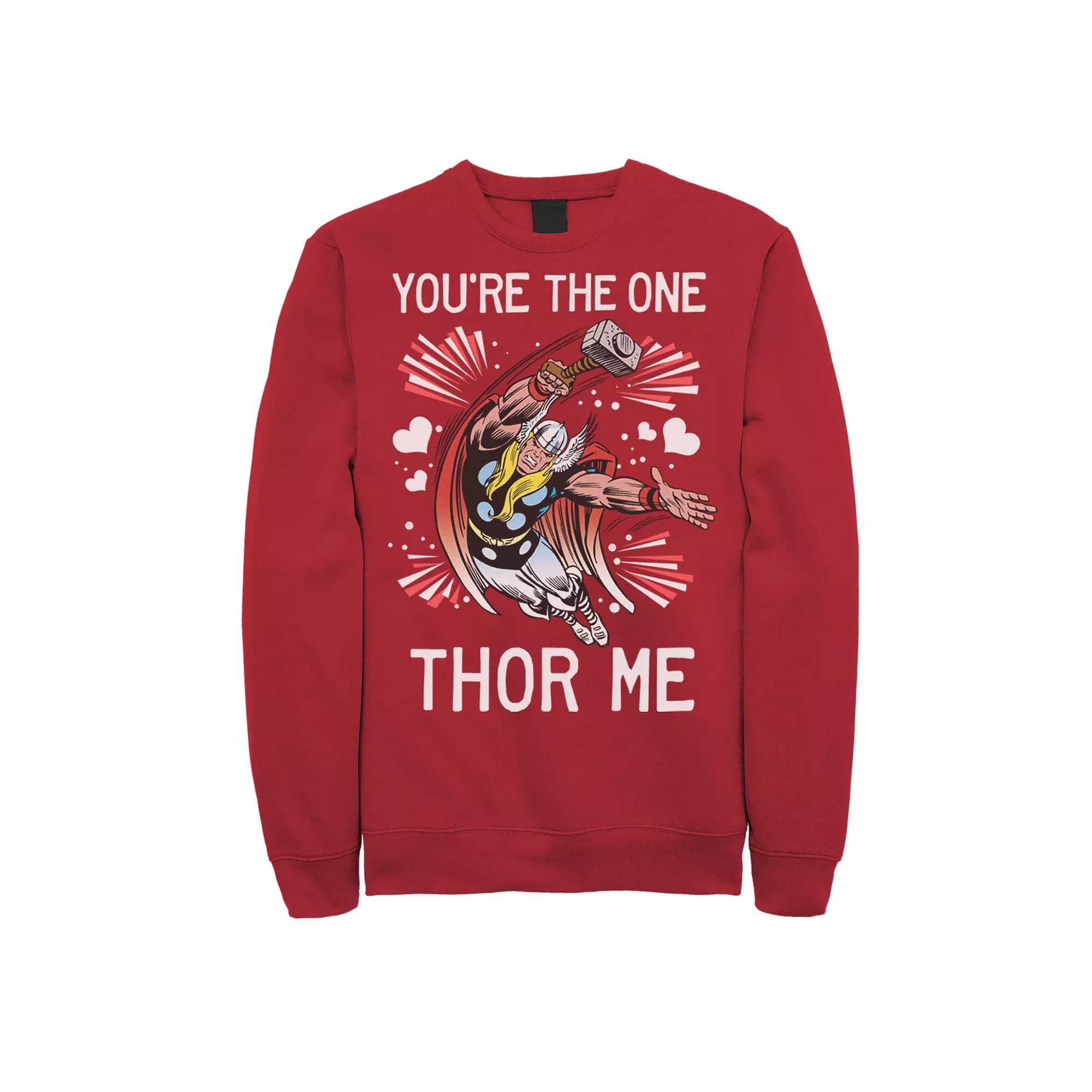 Men's Marvel Thor You're The One Thor Me Valentine Graphic Fleece Pullover, Size: 3XL, Red Product Image