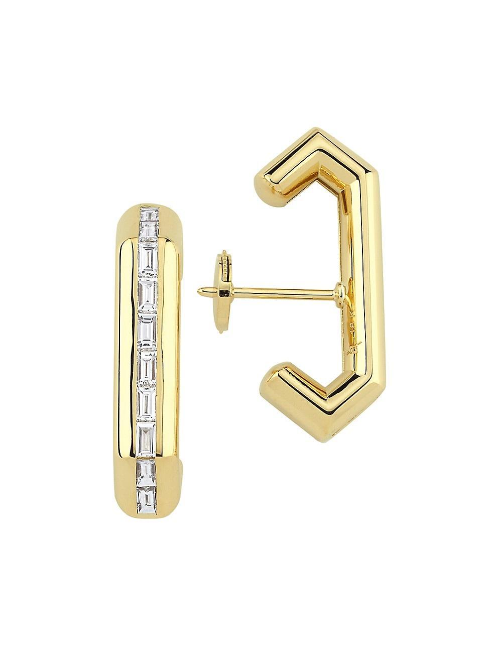 Womens Bubble Crescent 18K Yellow Gold & 1.34 TCW Diamond Earrings Product Image