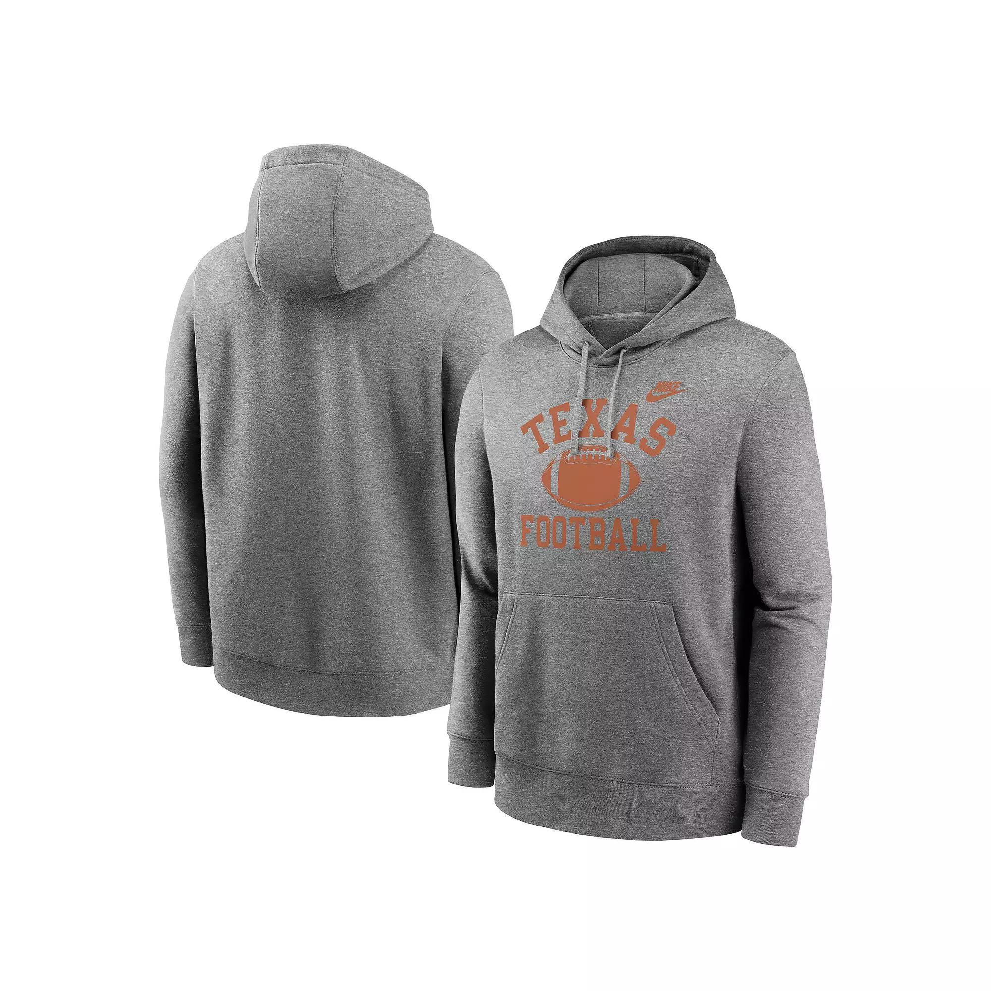 Men's Nike Heather Gray Texas Longhorns Legacy Football Icon Club Fleece Pullover Hoodie, Size: Small, Grey Product Image