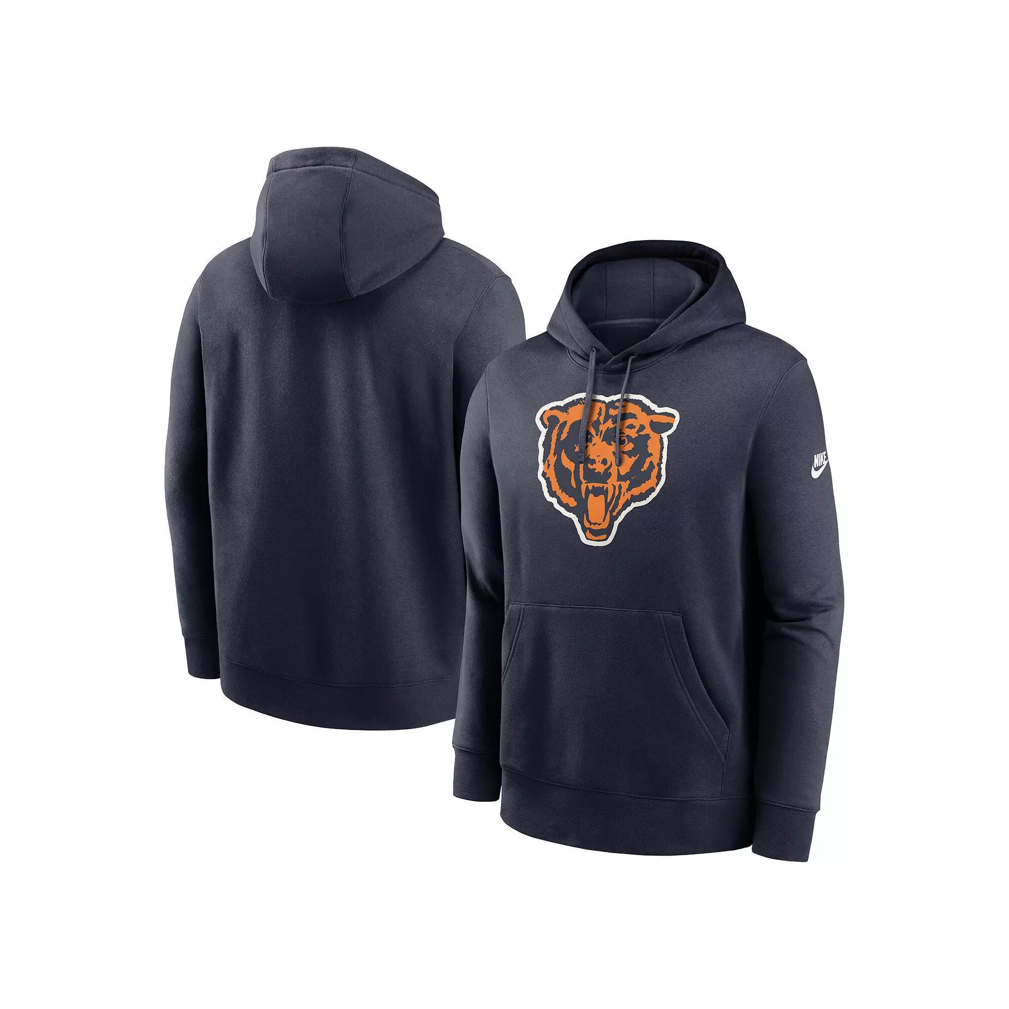 Men's Nike Navy Chicago Bears Rewind Club Logo Pullover Hoodie, Size: Small, Blue Product Image