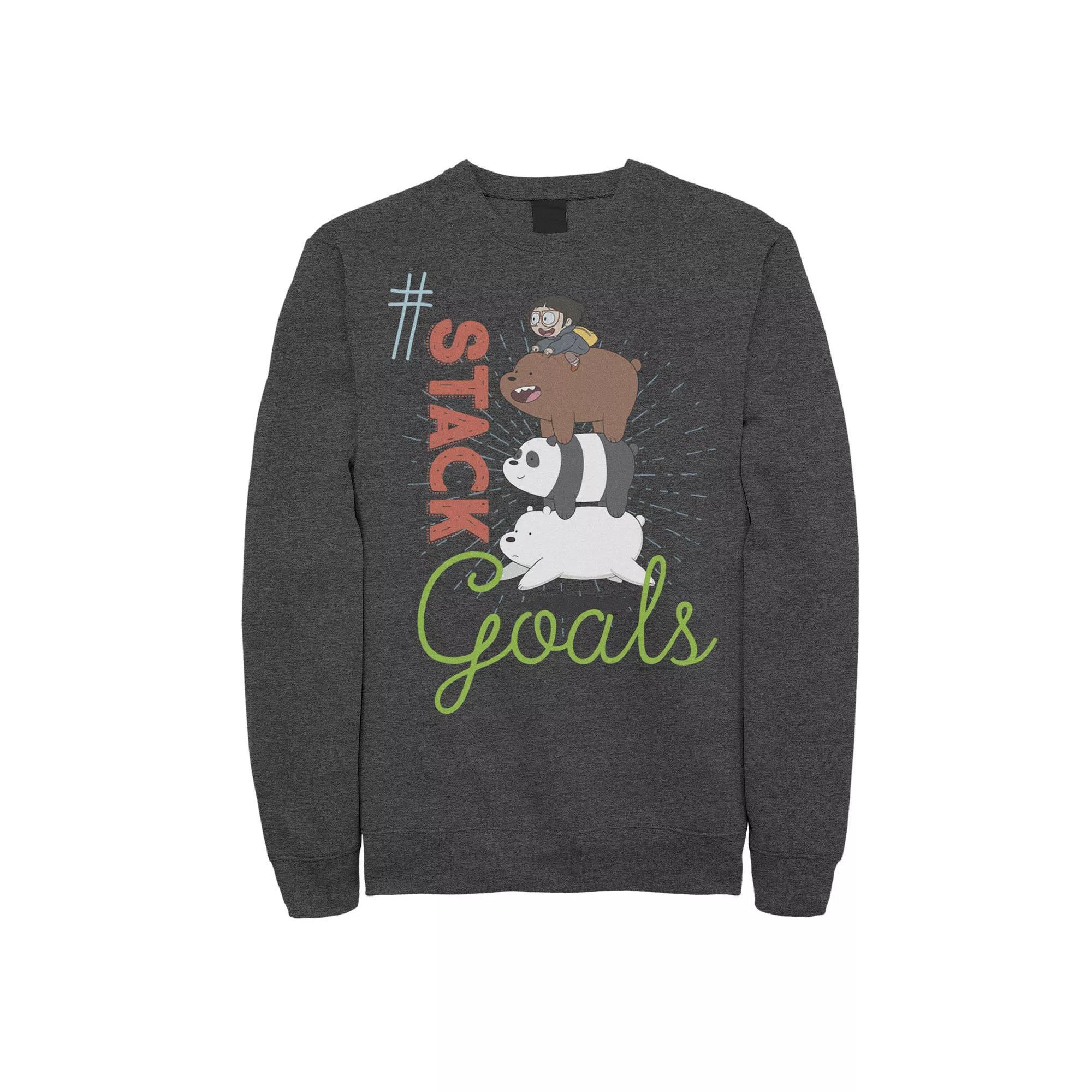 Men's Cartoon Network We Bare Bears This My Squad Patch Sweatshirt, Size: XXL, Grey Heather Product Image