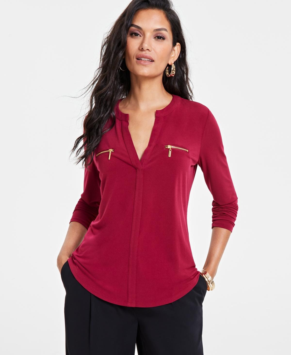 I.n.c. International Concepts Womens Zip-Pocket Blouse, Created for Macys Product Image