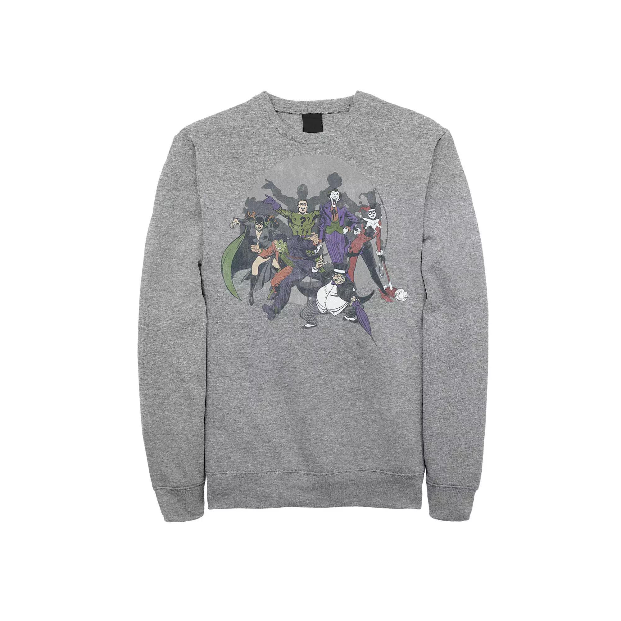Men's Batman Gothams Most Wanted Sweatshirt, Size: Medium, Athletic Grey Product Image
