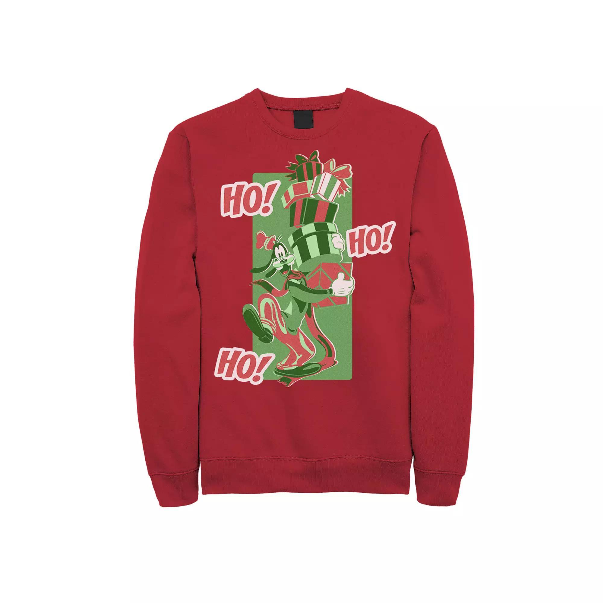 Disney's Goofy Men's Ho Ho Ho Christmas Portrait Sweatshirt, Size: Large, Red Product Image