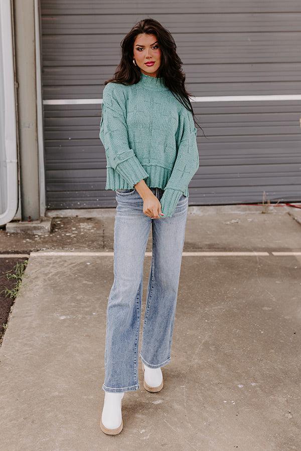 Cool Weather Knit Sweater in Jade Product Image