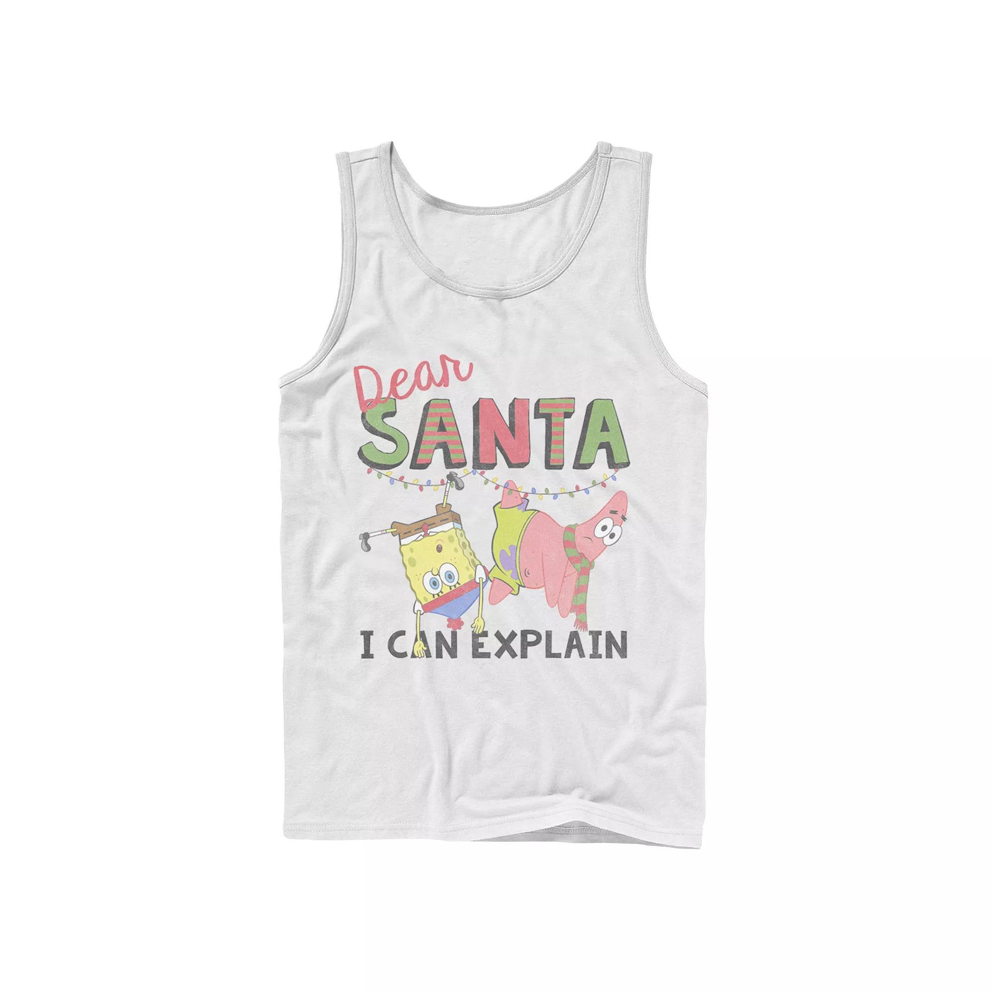 Men's Nickelodeon SpongeBob SquarePants Santa I Can Explain Graphic Tank Top, Size: Small, Blue Product Image
