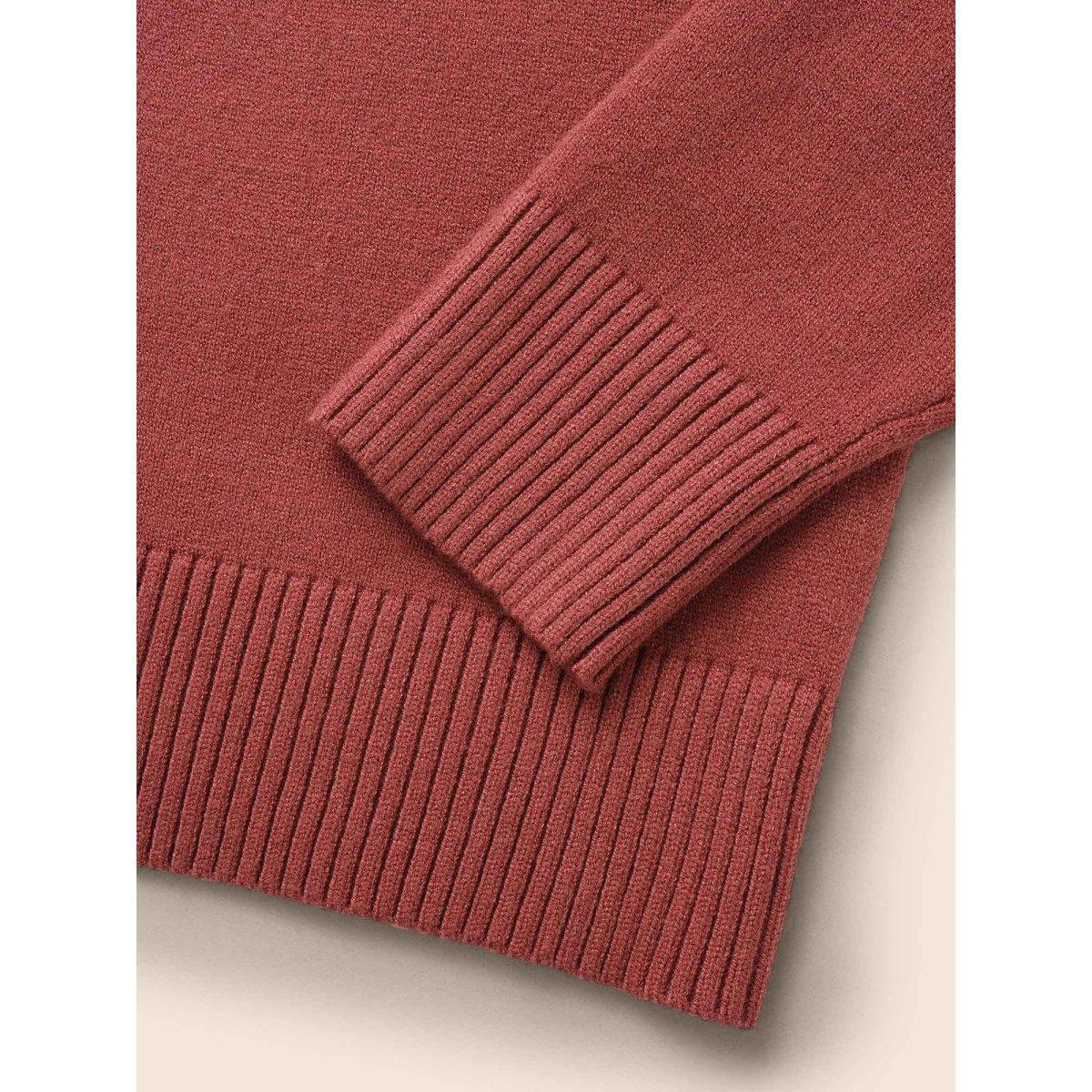 Plus Size Bowknot Jacquard Drop Shoulder Pullover DustyPink Women Casual Long Sleeve Round Neck Everyday Pullovers BloomChic 10/M Product Image