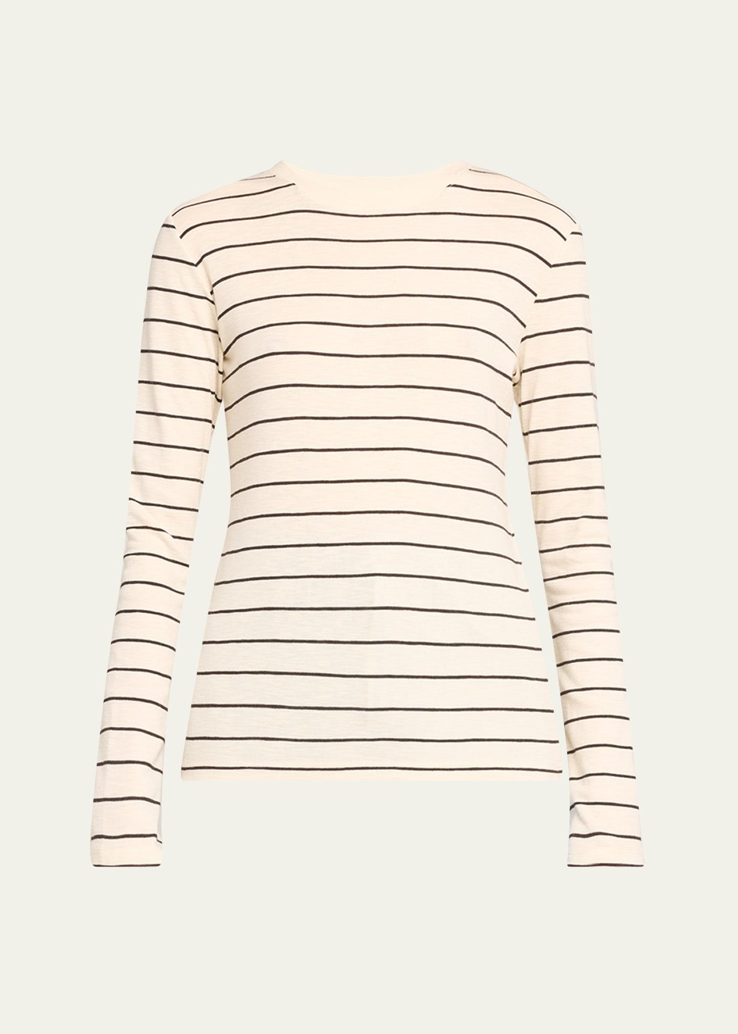 Womens Striped Cotton-Blend Crewneck Long-Sleeve T-Shirt Product Image