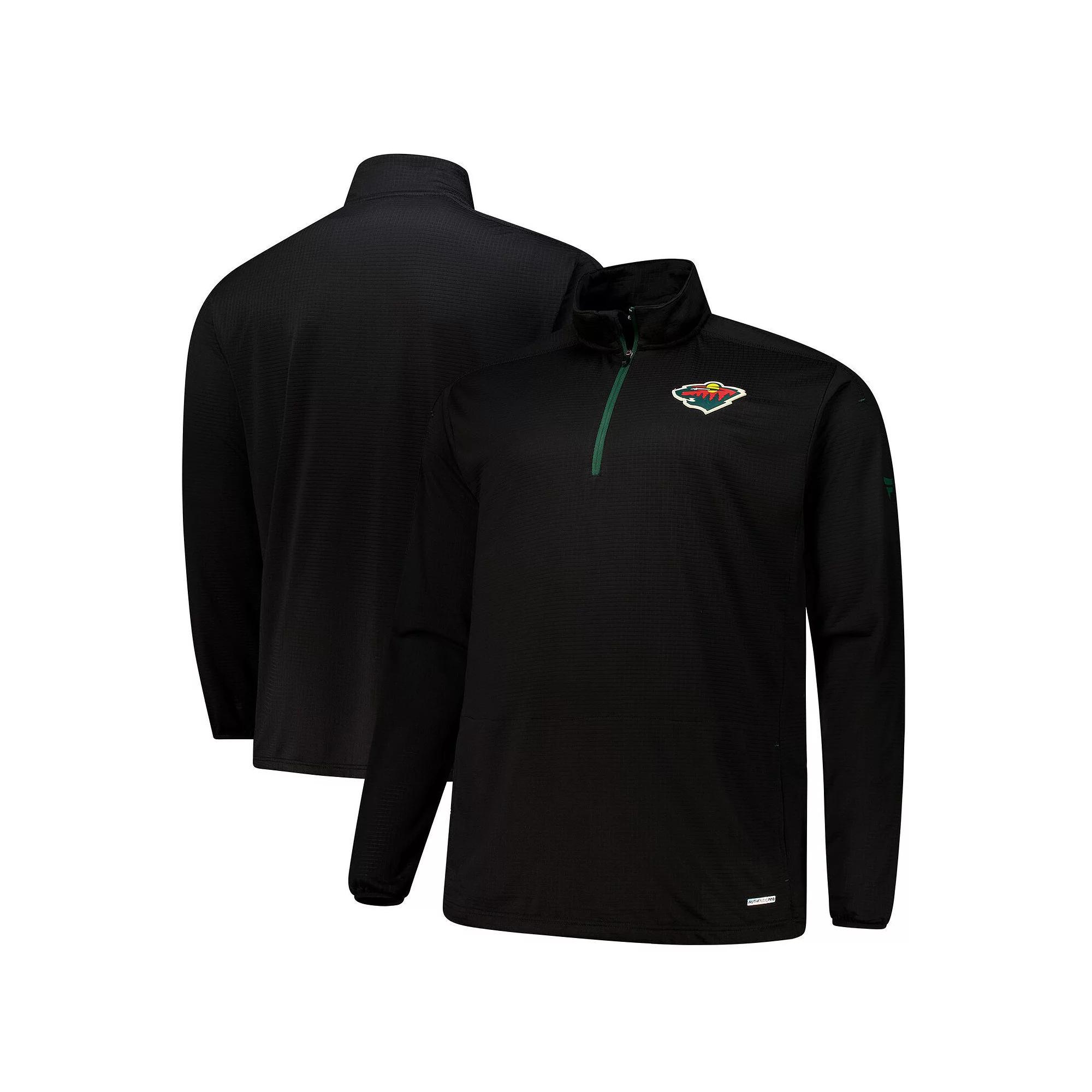 Men's Fanatics  Black Minnesota Wild Big & Tall Authentic Pro Quarter-Zip Pullover, Size: 3XB Product Image