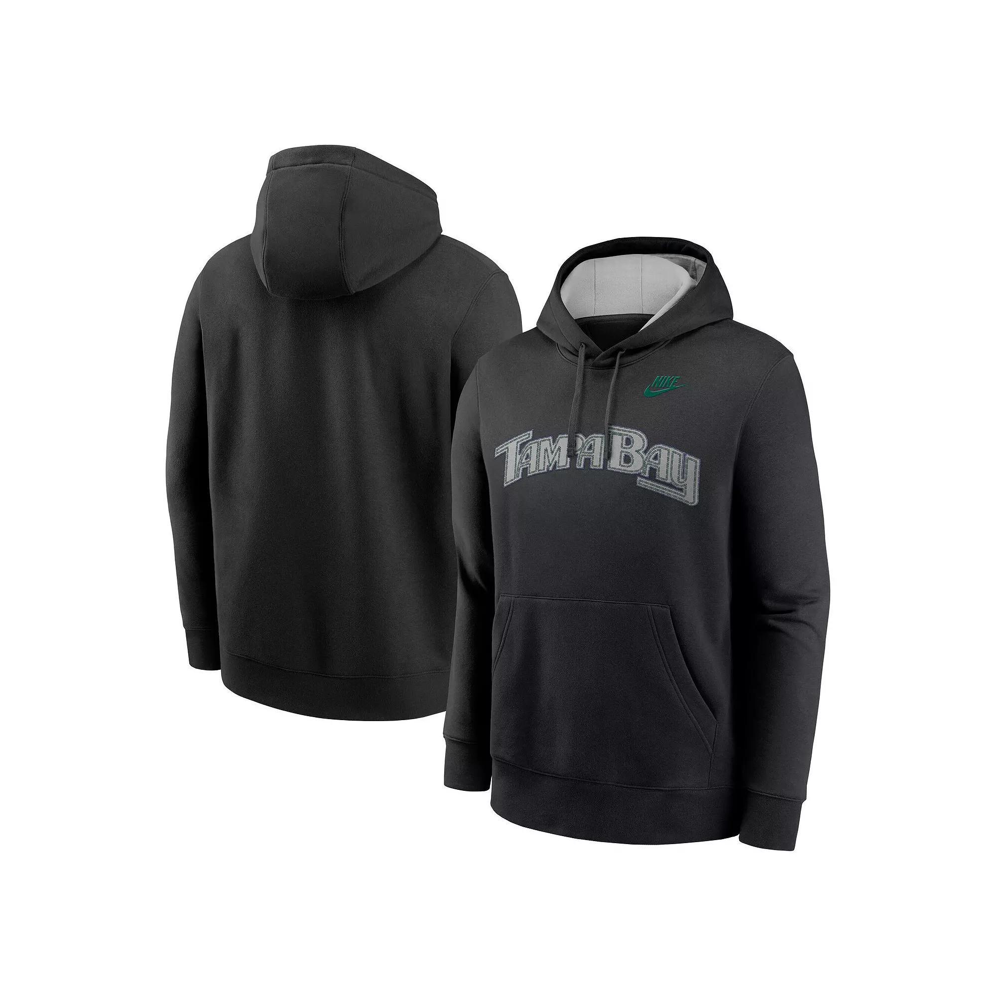 Men's Nike  Black Tampa Bay Rays Rewind Club Logo Pullover Hoodie, Size: Medium Product Image