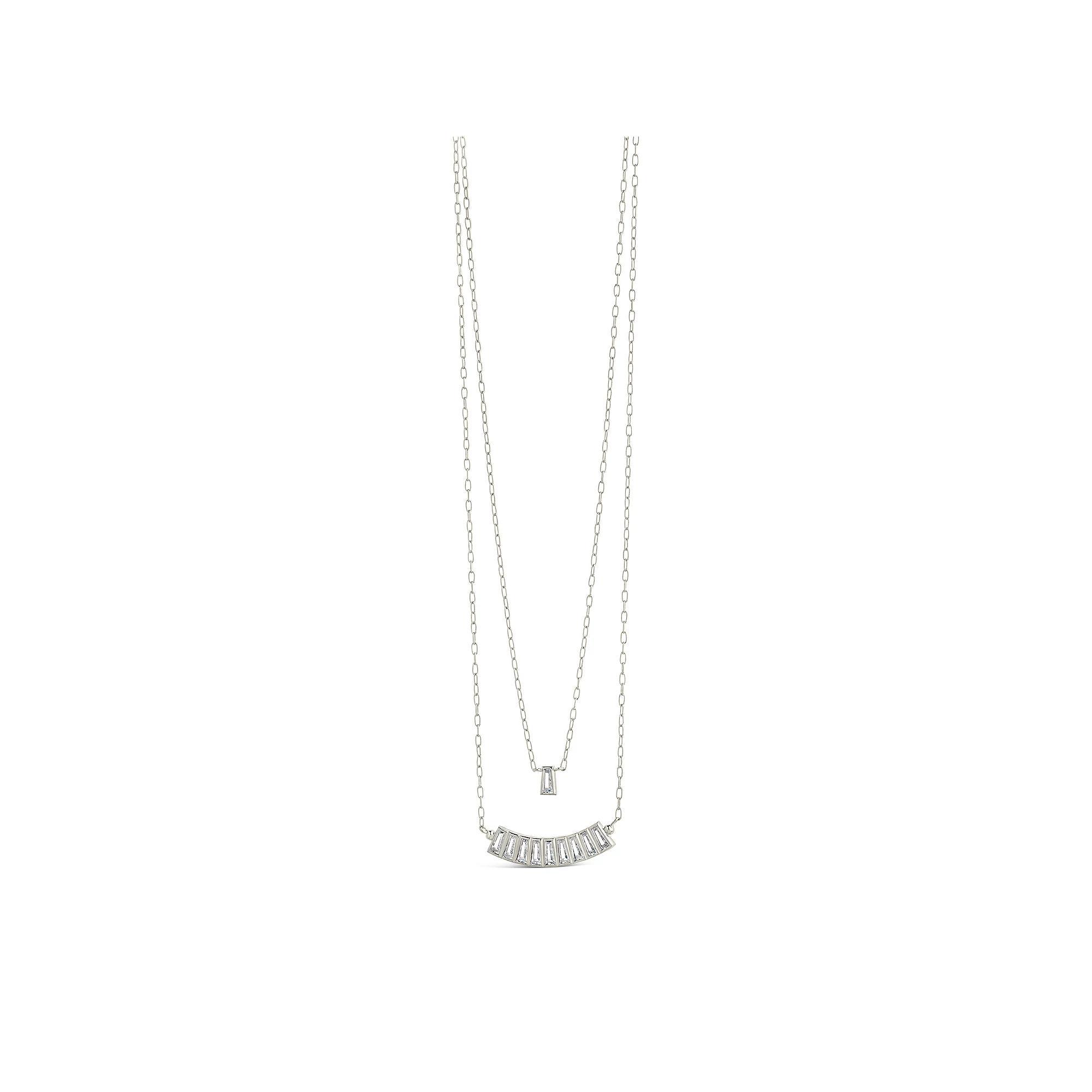 MC Collective Cubic Zirconia Row & Charm Layered Necklace, Women's, Size: 16/18+2", Silver Tone Product Image