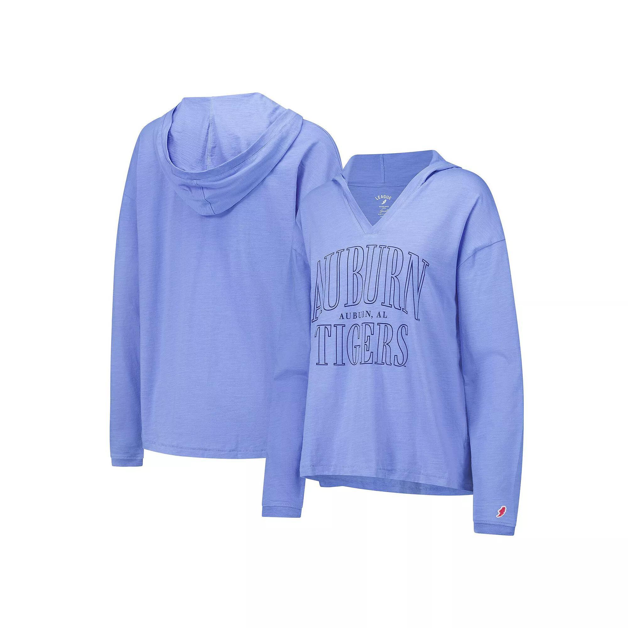 Women's League Collegiate Wear Light Blue Auburn Tigers Slub Long Sleeve V-Neck Hoodie T-Shirt, Size: Medium Product Image
