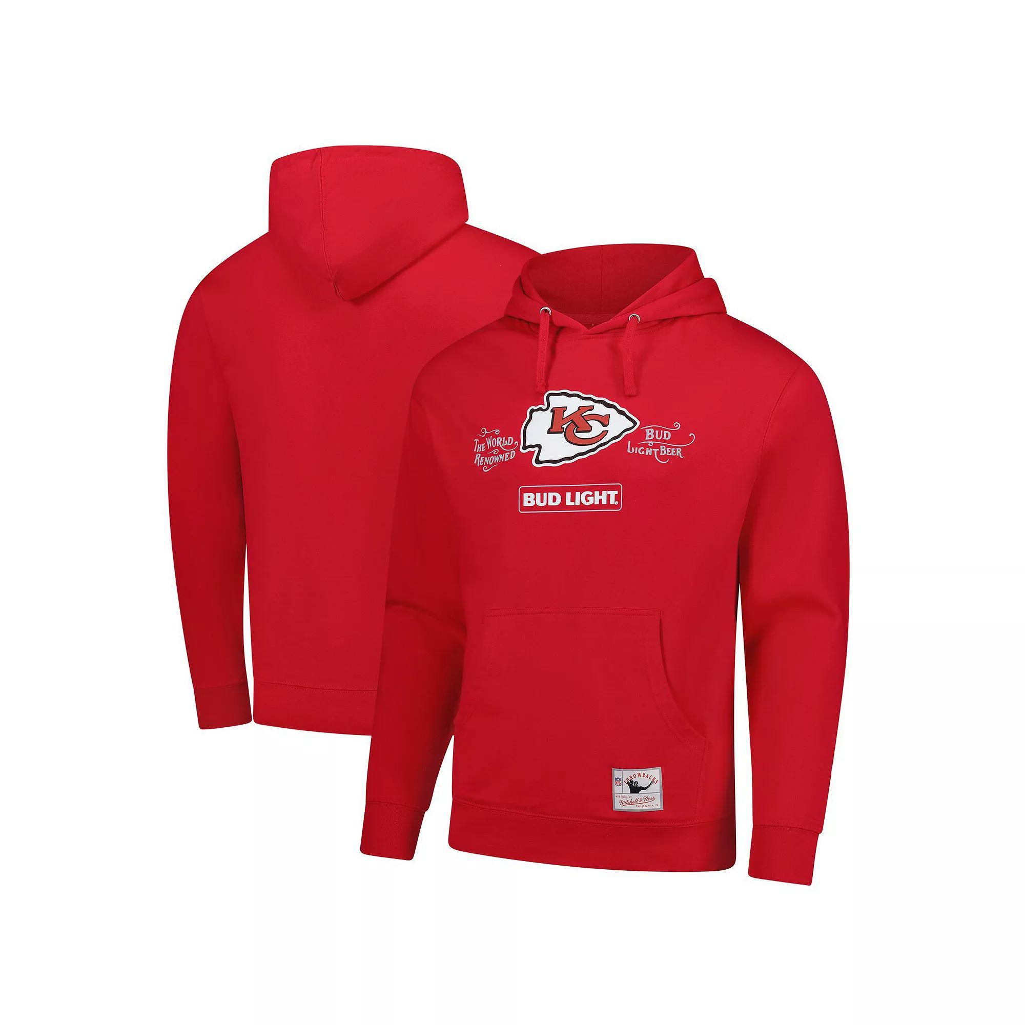 Men's Mitchell & Ness  Red Kansas City Chiefs NFL x Bud Light Vintage Pullover Hoodie, Size: 2XL Product Image