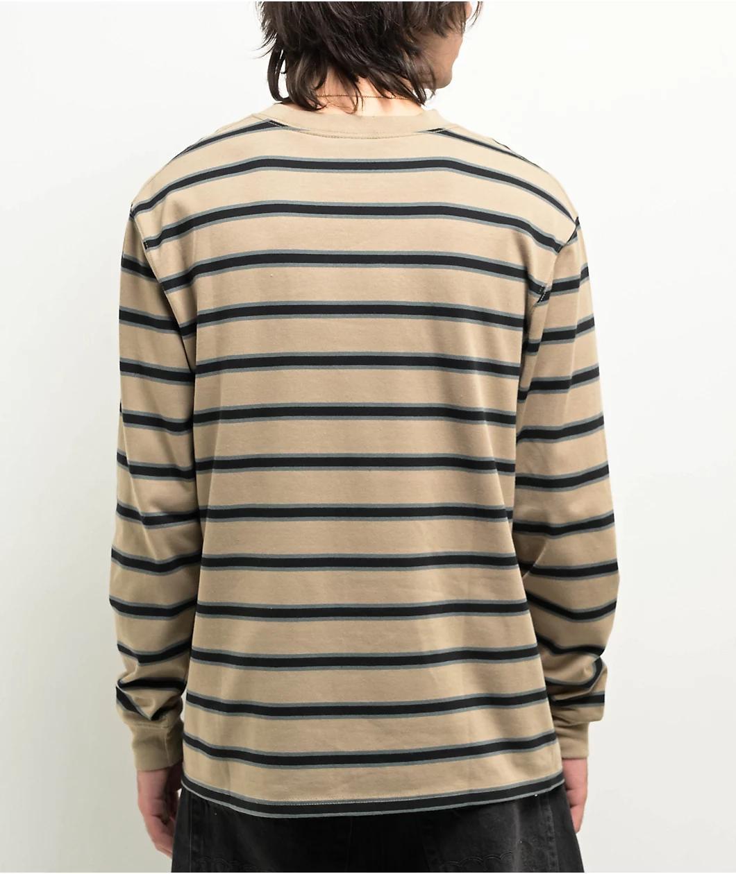Empyre Logan Stripe Beige & Black Long Sleeve T-Shirt Product Image