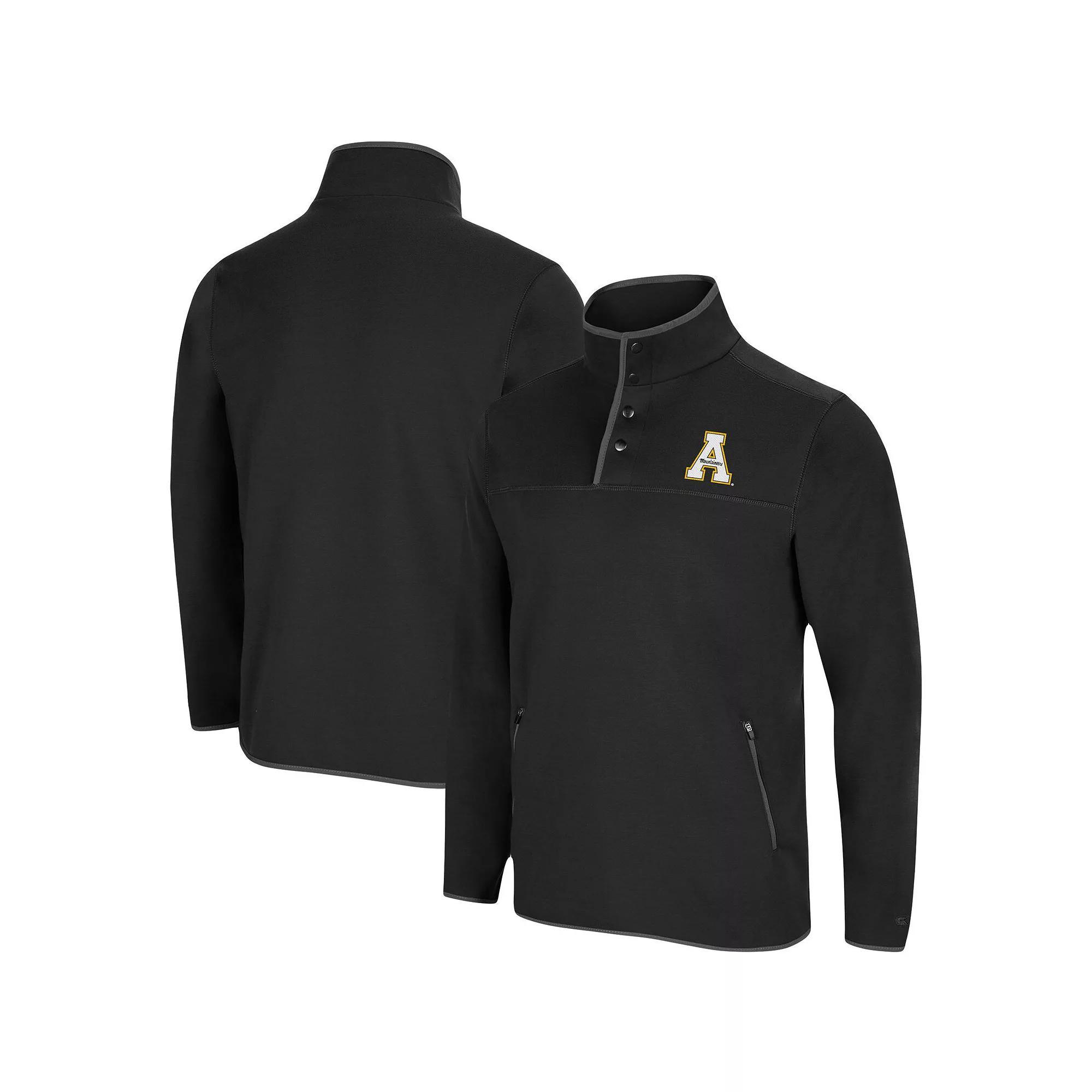 Men's Colosseum Black Appalachian State Mountaineers Rebound Snap Pullover Jacket, Size: Medium, App Black Product Image