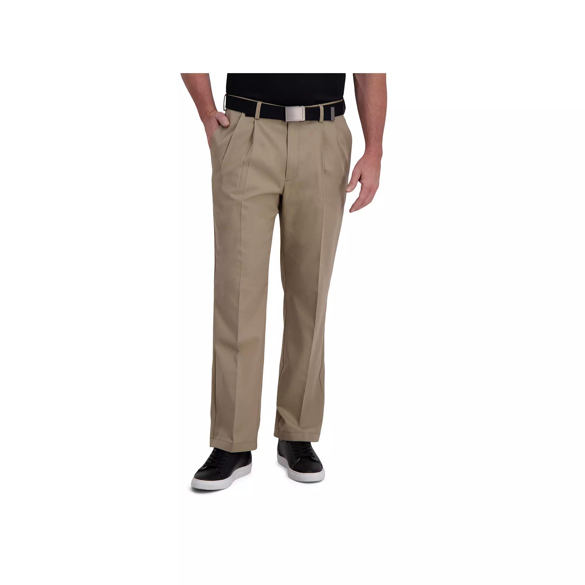 Men's Haggar® Cool Right® Performance Flex Classic-Fit Pleated Pants, Size: 44X29, Green Product Image