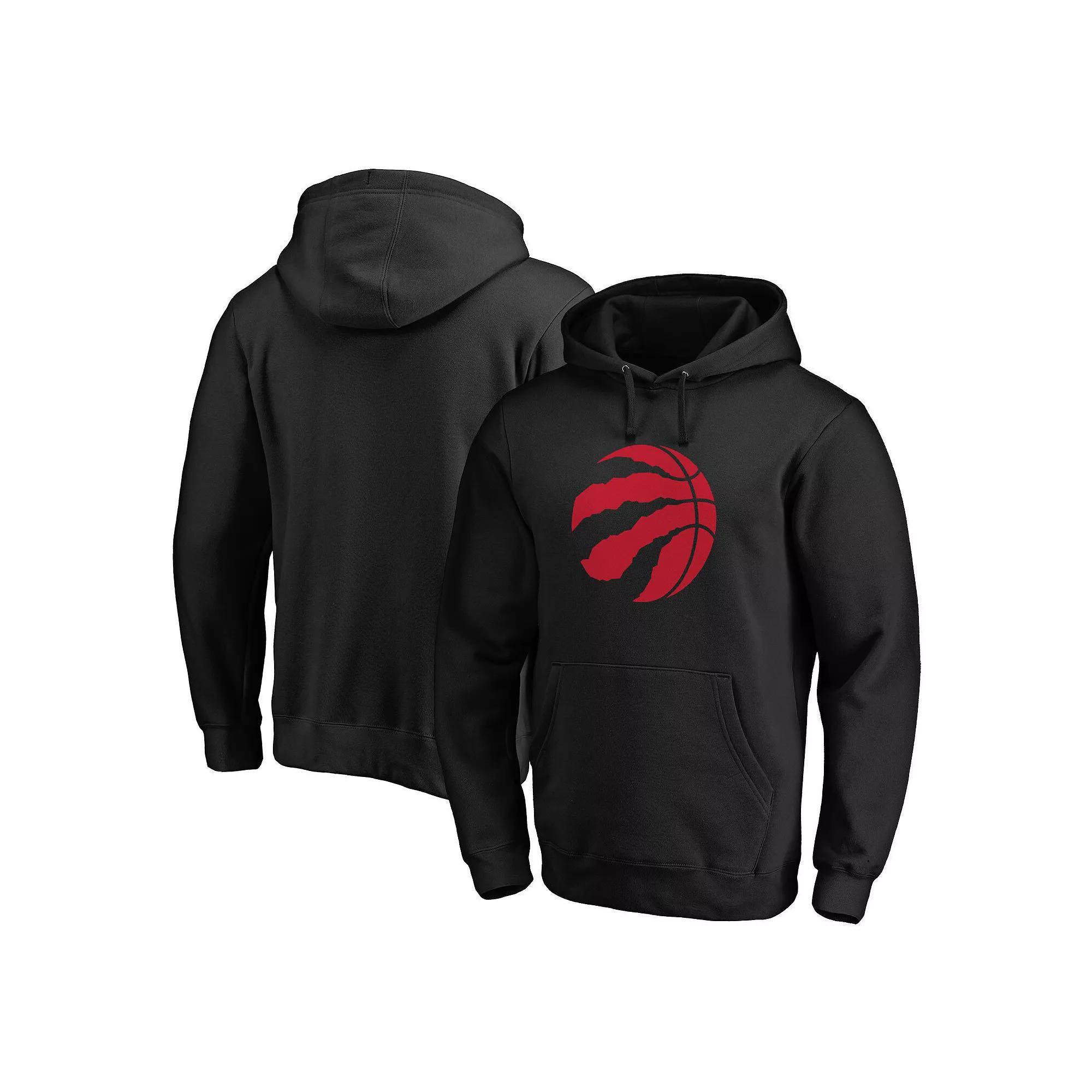 Mens Fanatics Branded Black Toronto Raptors Icon Primary Logo Fitted Pullover Hoodie Product Image