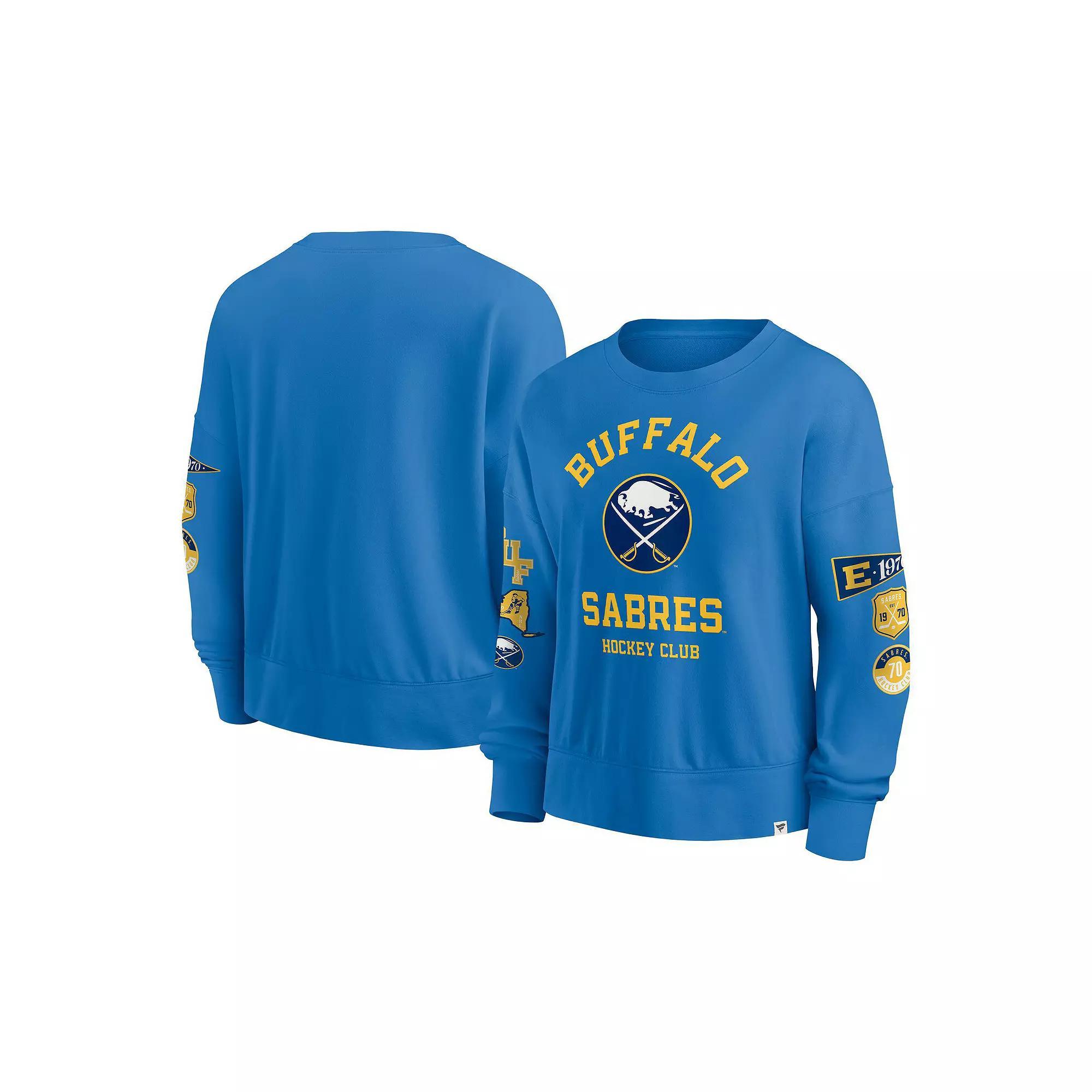Women's Fanatics  Royal Buffalo Sabres Oversized Vintage Go Team Pullover Sweatshirt, Size: Large, Blue Product Image