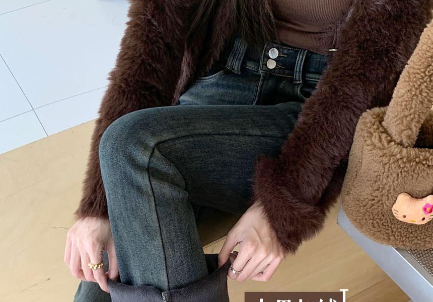 High Waist Washed Flared Jeans Product Image