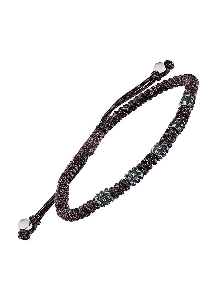 Mens Stainless Steel and Nylon Pull Cord Bracelet Product Image