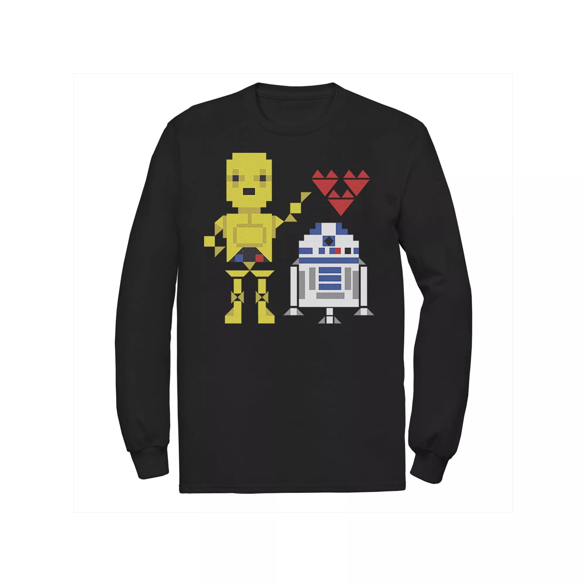 Men's Star Wars C-3PO R2-D2 Droid Love Valentine's Tee, Size: Small, Black Product Image