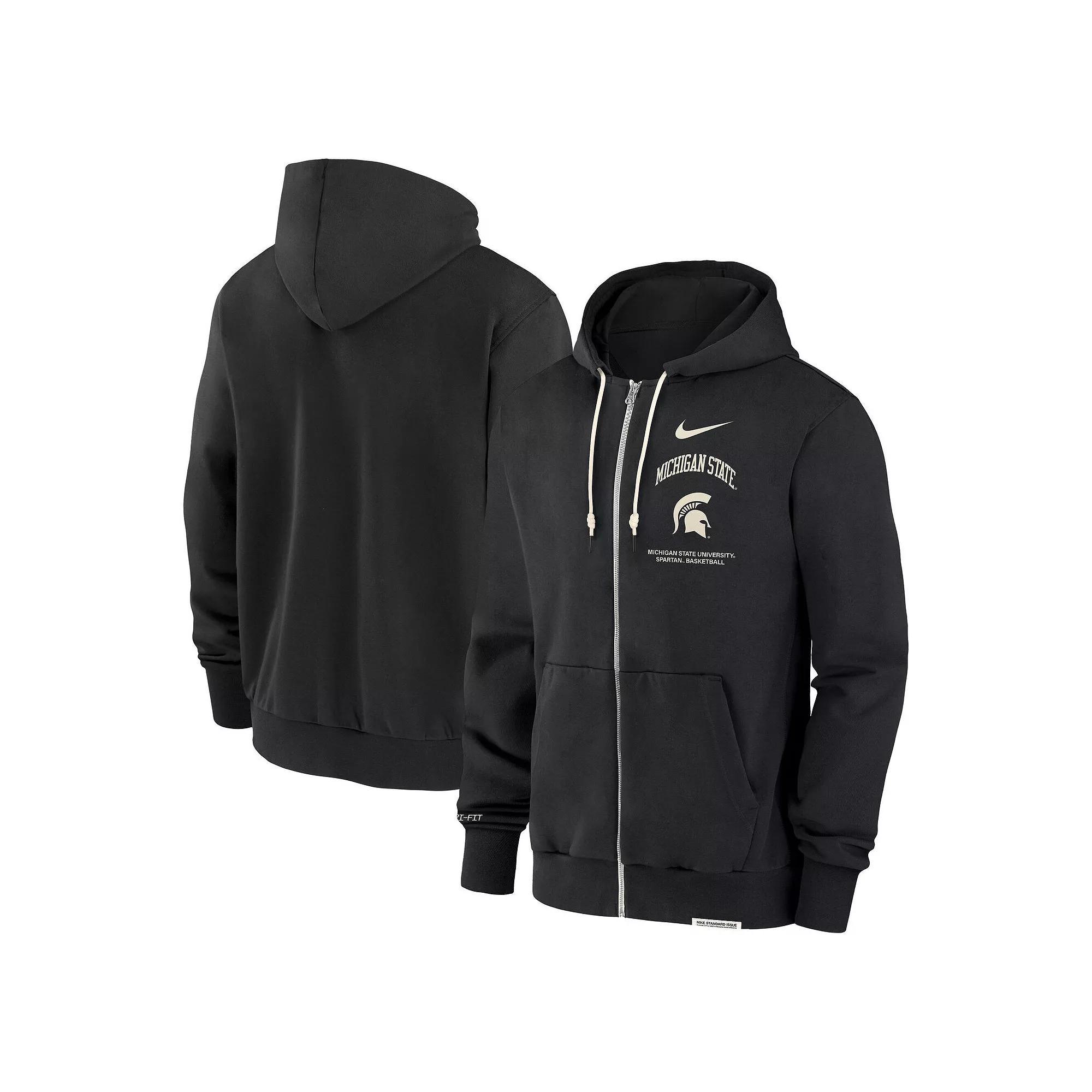 Men's Nike Black Michigan State Spartans On-Court Performance Full-Zip Hoodie, Size: XL Product Image