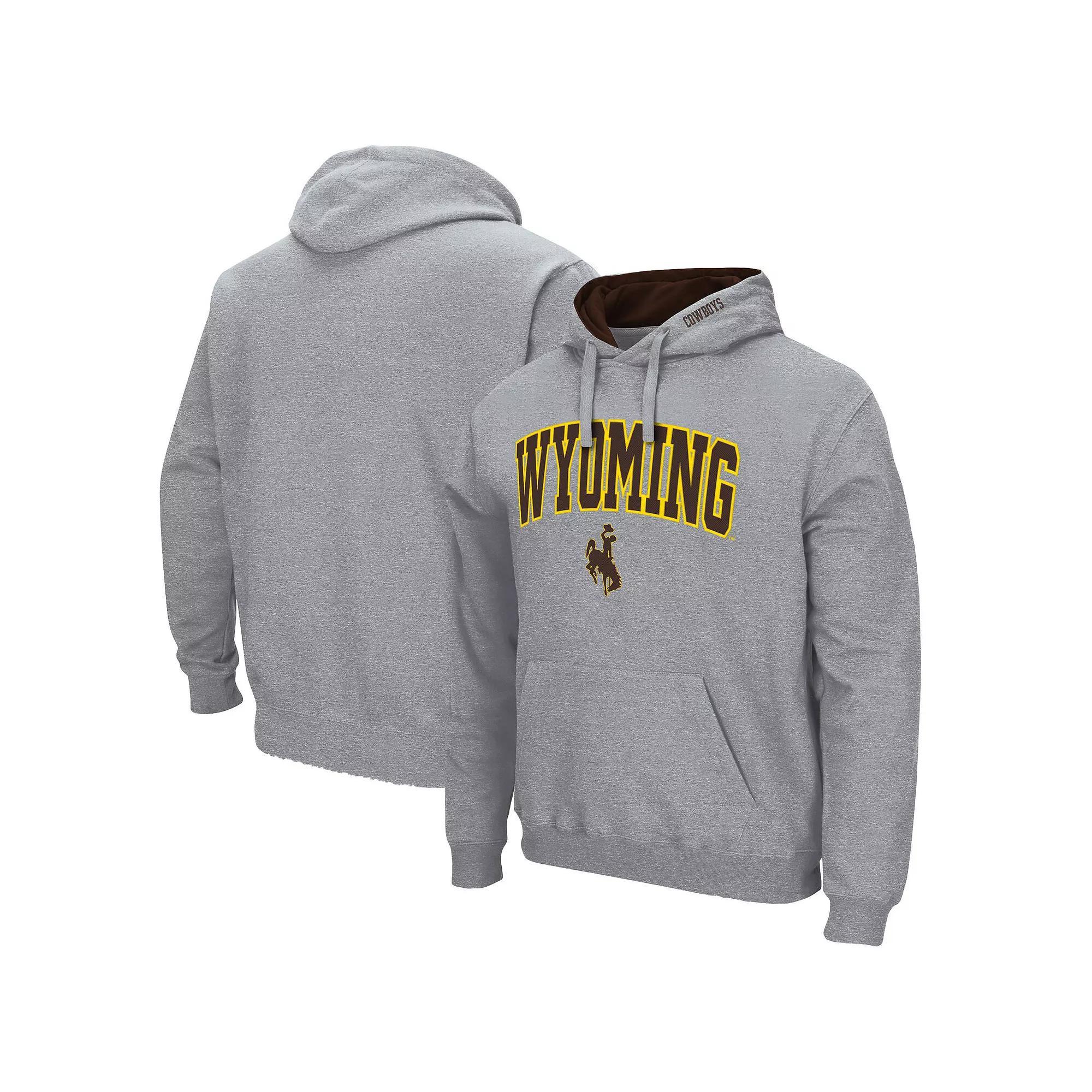 Men's Colosseum Heathered Gray Wyoming Cowboys Arch and Logo Pullover Hoodie, Size: Large, Wyo Grey Product Image