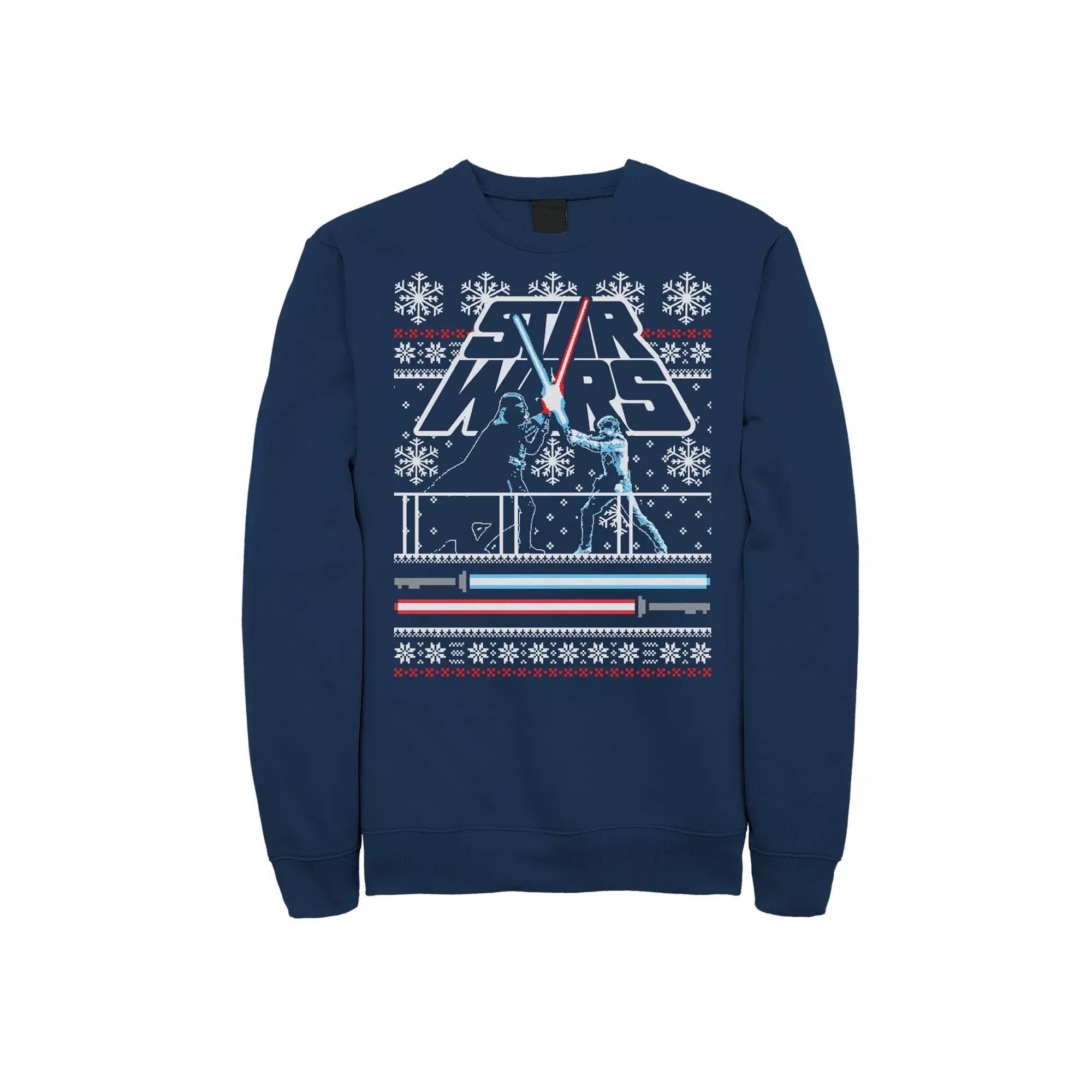 Men's Star Wars Luke Vader Face Off Ugly Christmas Sweater Sweatshirt, Size: XL, Black Product Image