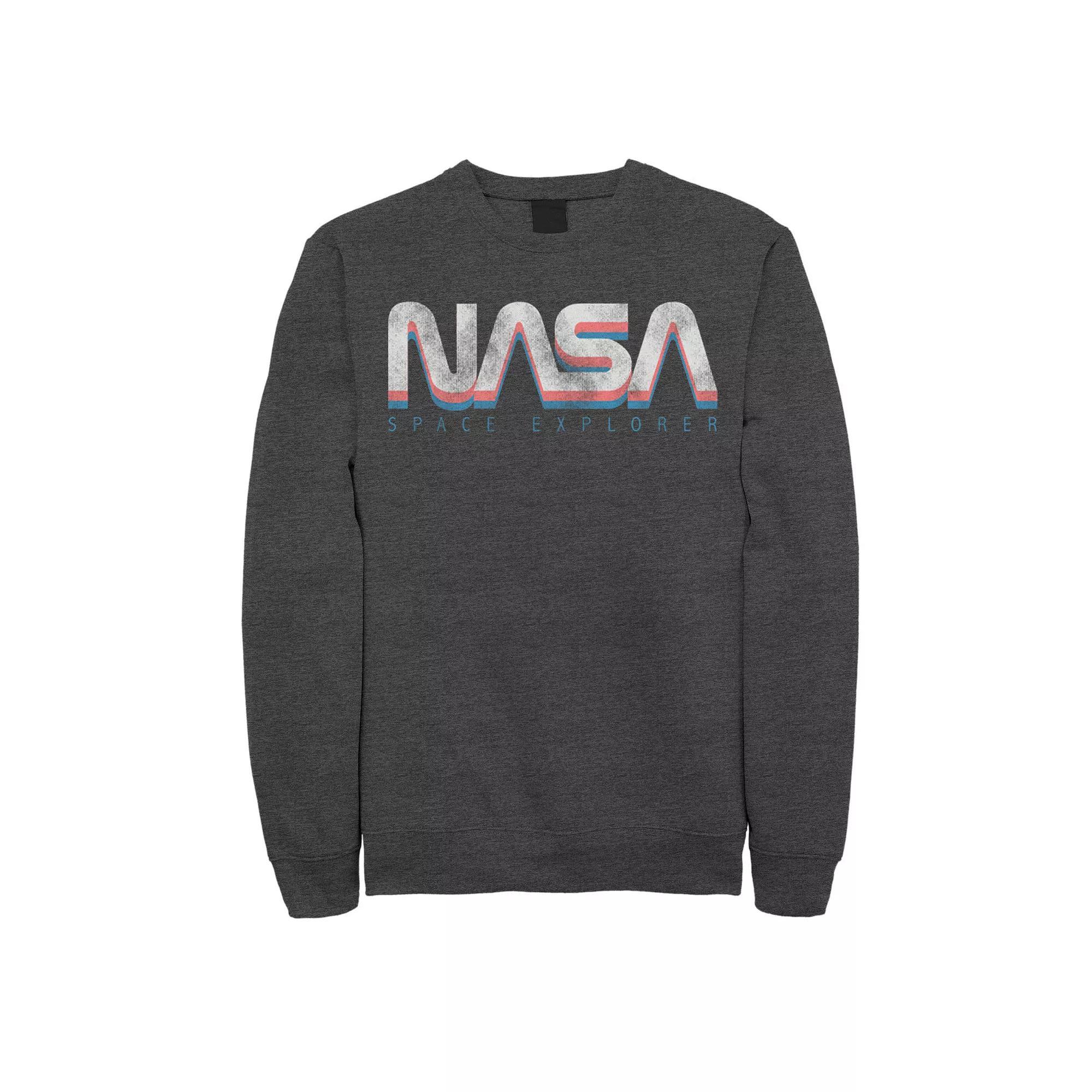 Men's NASA Official Space Explorer Retro Logo Sweatshirt, Size: Small, Grey Heather Product Image