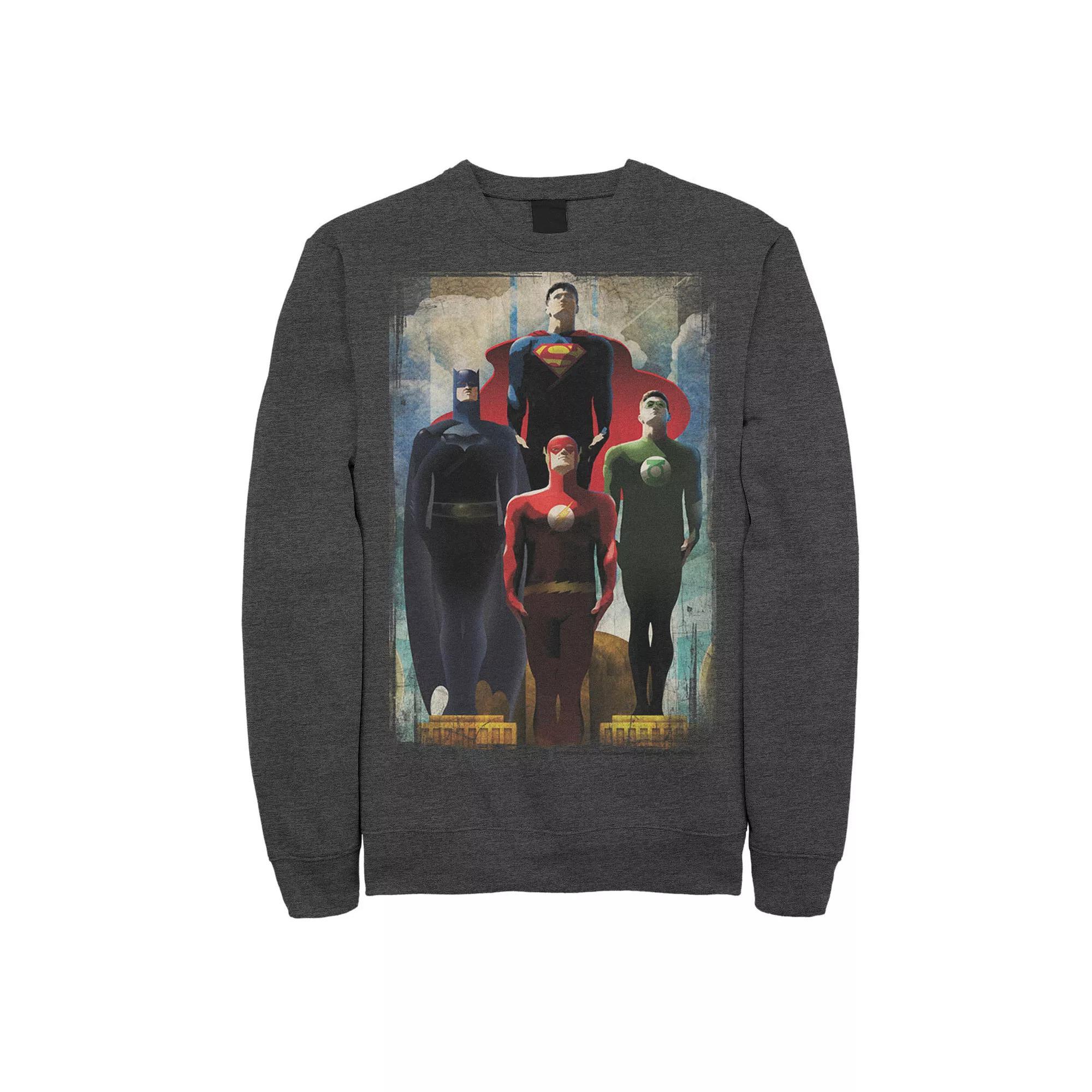 Men's DC Comics Justice League Heroes Look Up Sweatshirt, Size: Large, Black Product Image