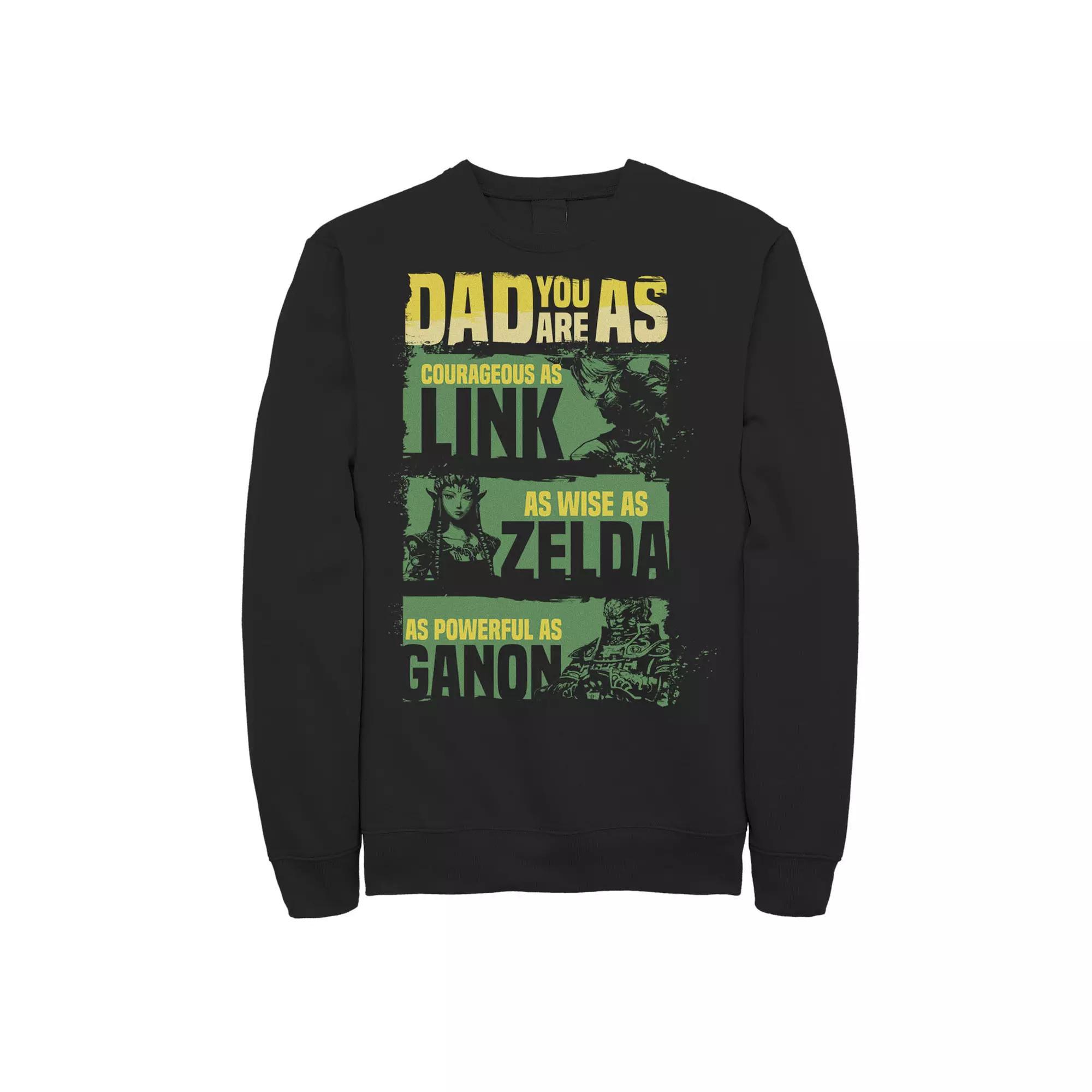 Men's Nintendo Legend Of Zelda Dad Relates To Game Graphic Fleece Pullover, Size: XL, Black Product Image