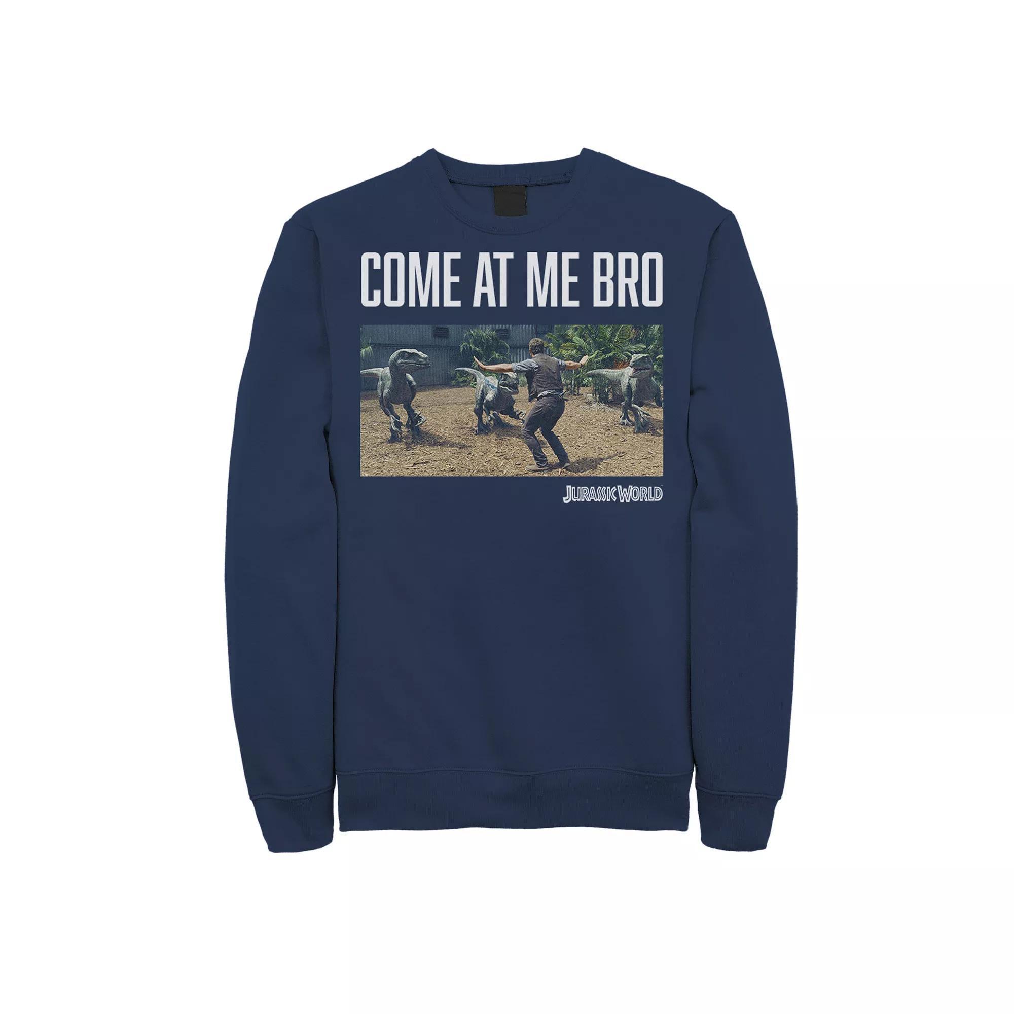 Men's Jurassic World Come At Me Bro Movie Still Graphic Fleece Pullover, Size: 3XL, Blue Product Image
