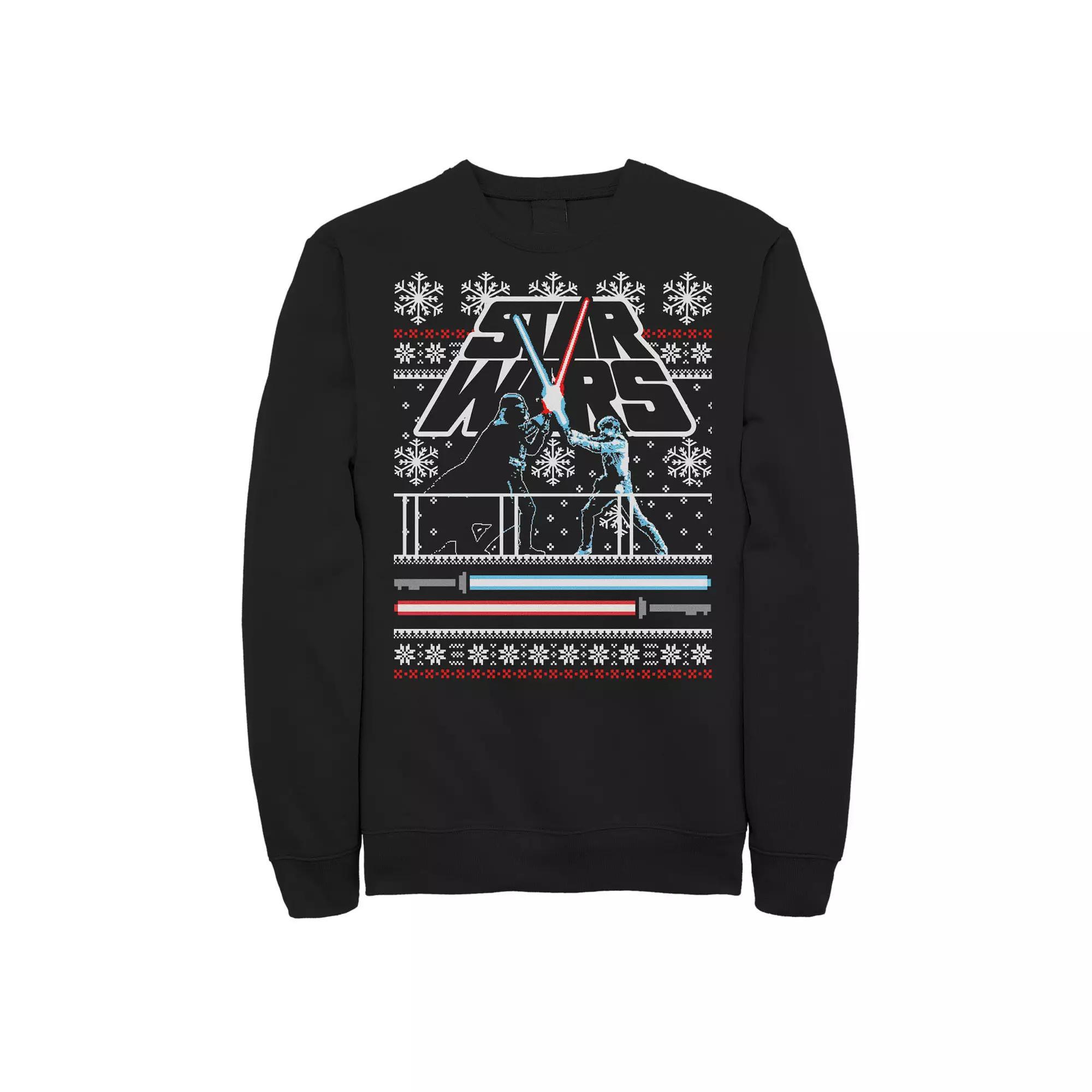 Men's Star Wars Luke Vader Face Off Ugly Christmas Sweater Sweatshirt, Size: XL, Black Product Image