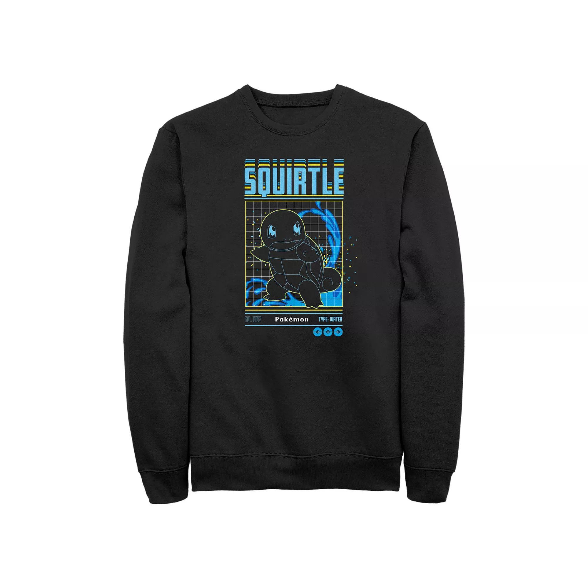 Men's Pokemon Squirtle Grid Background Graphic Fleece, Size: Large, Black Product Image