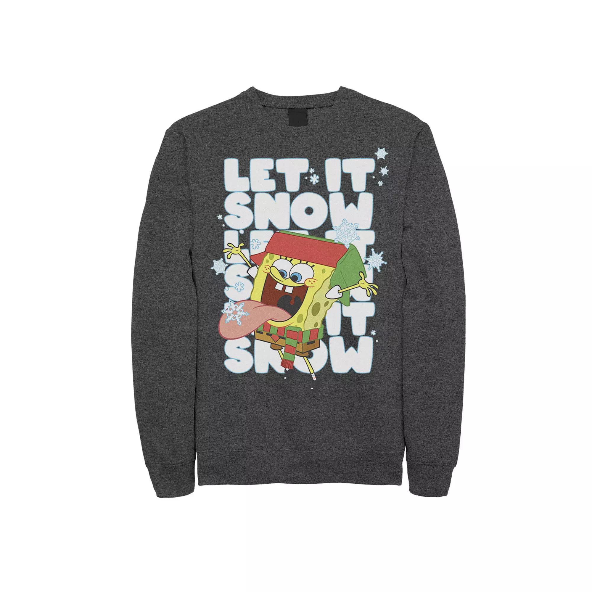 Men's Nickelodeon Spongebob Squarepants Let It Snow Let It Snow Let It Snow Graphic Fleece Pullover, Size: XXL, Grey Heather Product Image